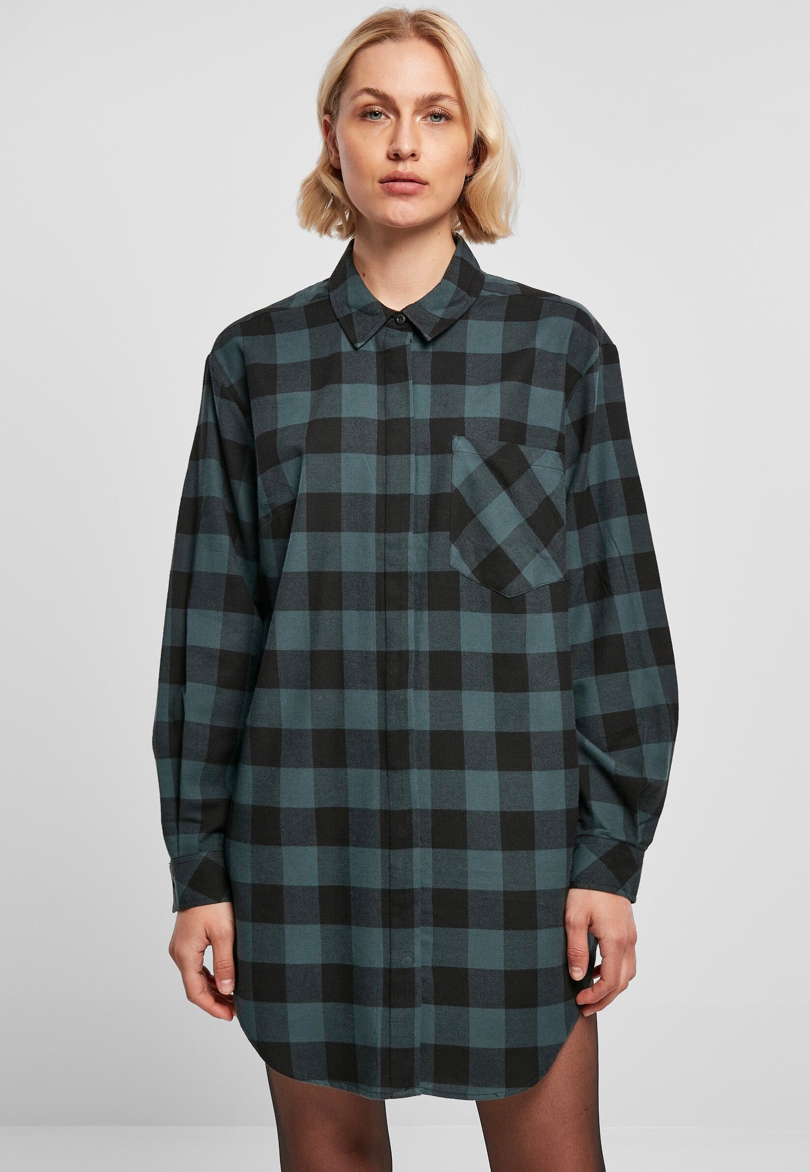 Urban Classics - Ladies Oversized Check Flannel Jasper/Black - Dress | Women-Image