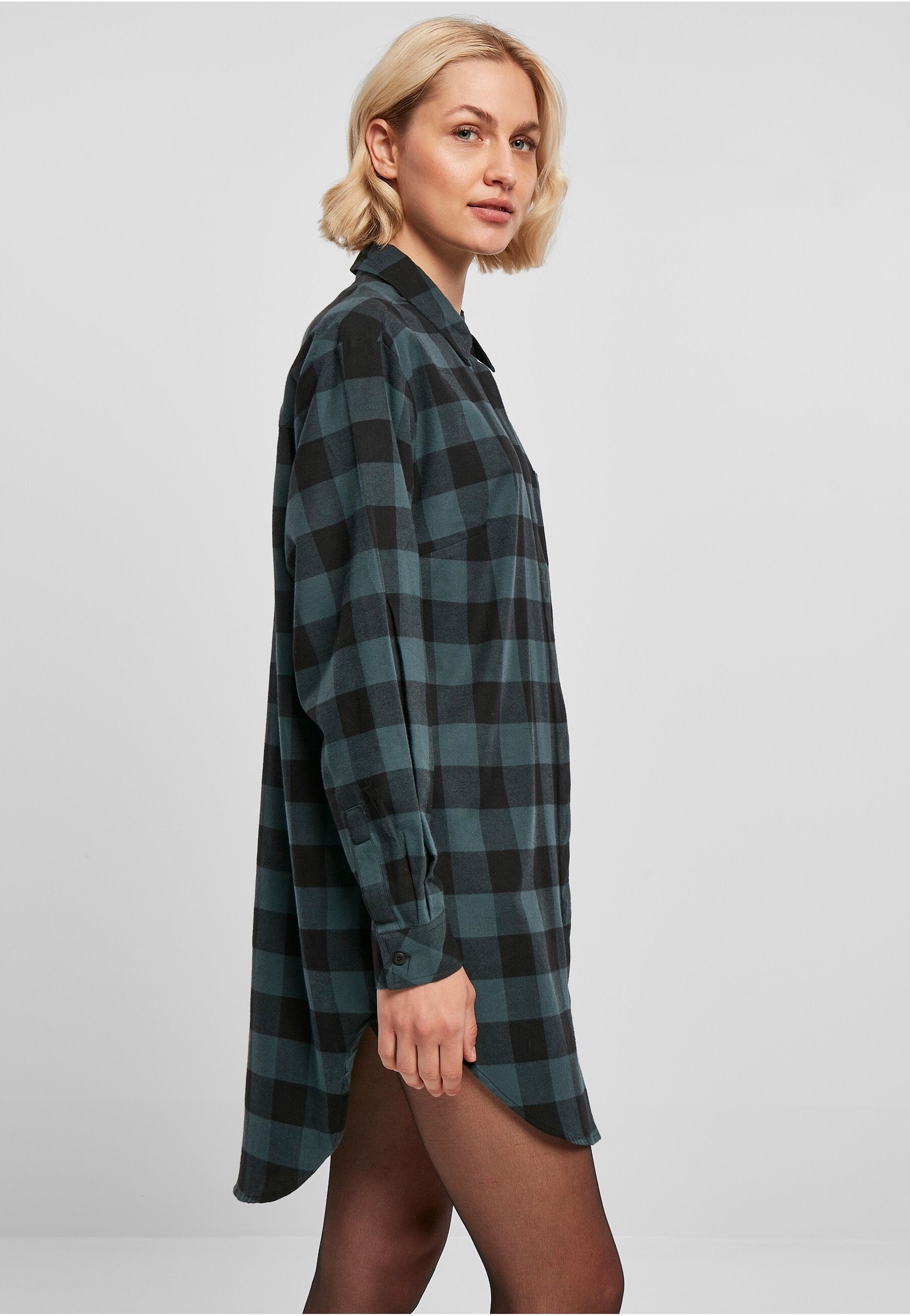 Urban Classics - Ladies Oversized Check Flannel Jasper/Black - Dress | Women-Image