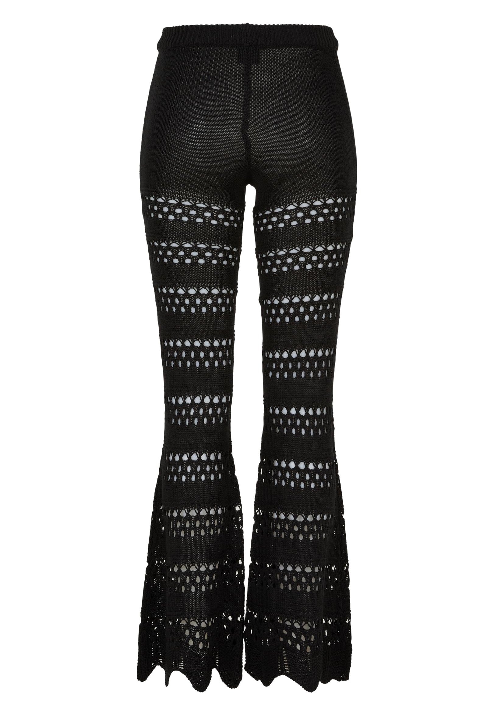 Urban Classics - Ladies Flared Crochet Knit Black - Pants | Women-Image