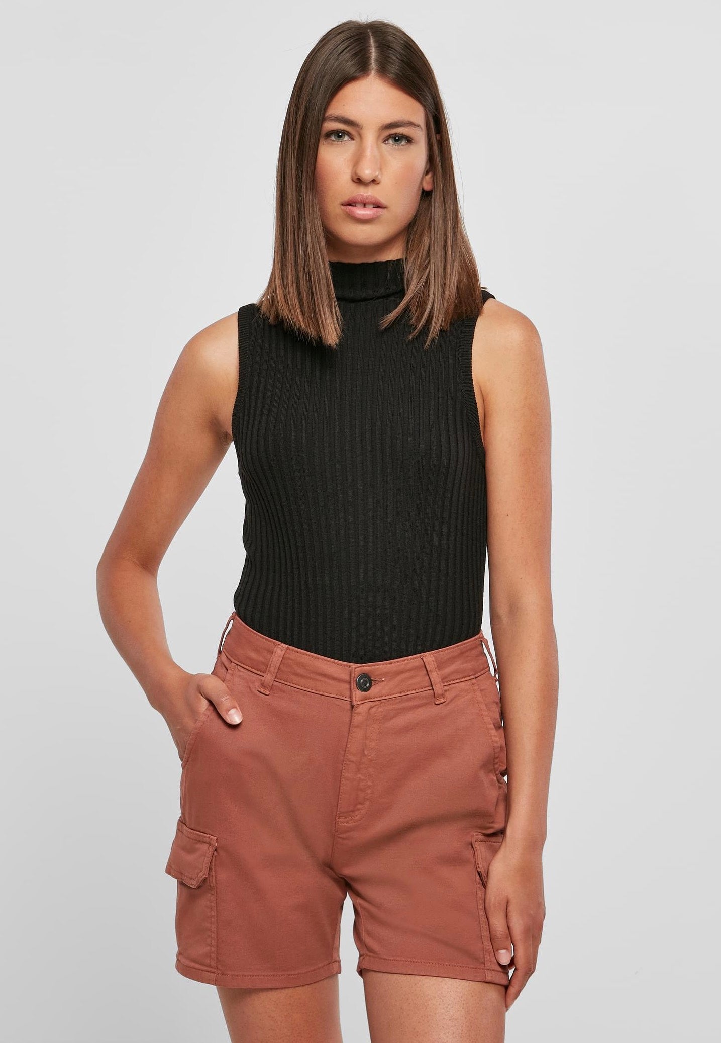 Urban Classics - Ladies Rib Knit Sleevless Black - Body | Women-Image