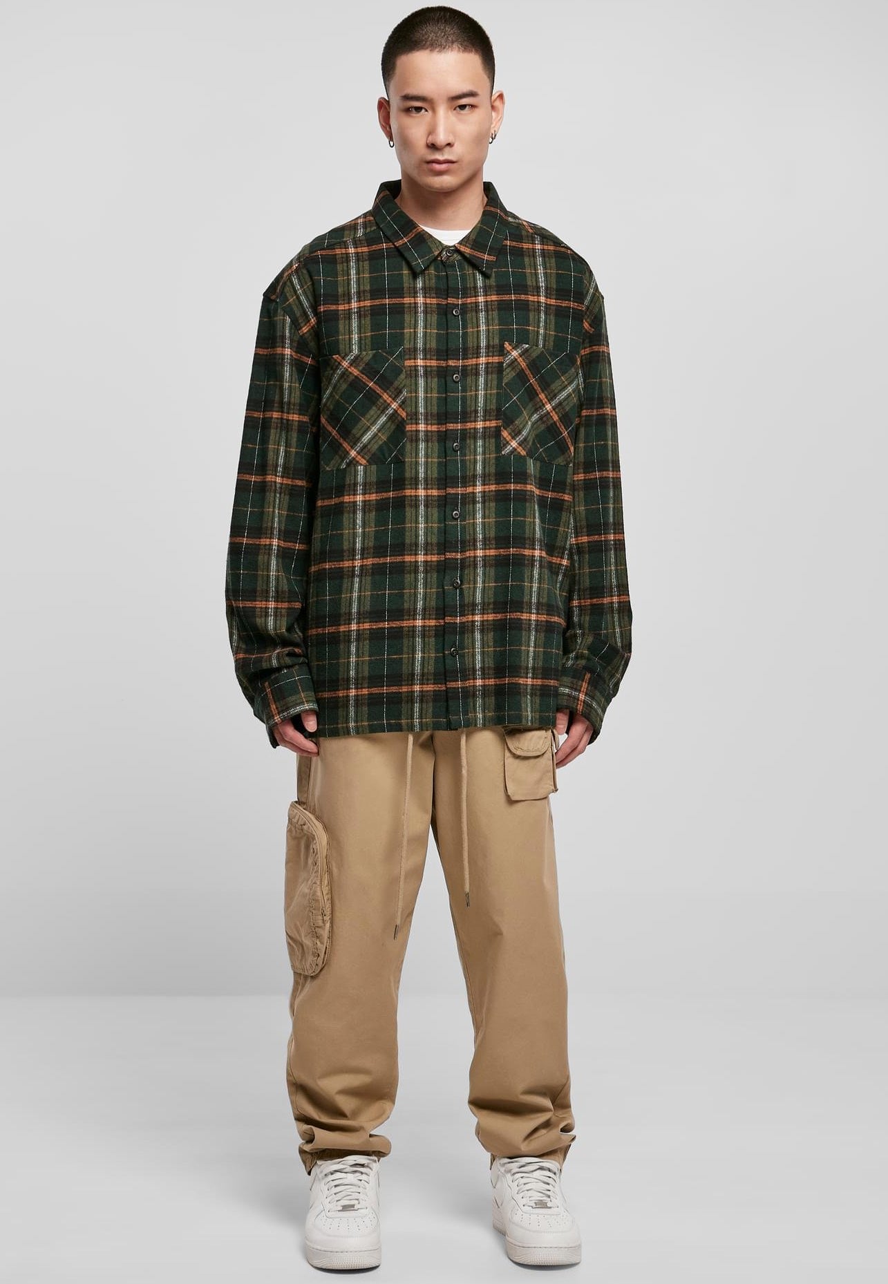 Urban Classics - Boxy Fane Check Bottlegreen/Orange - Shirt | Men-Image