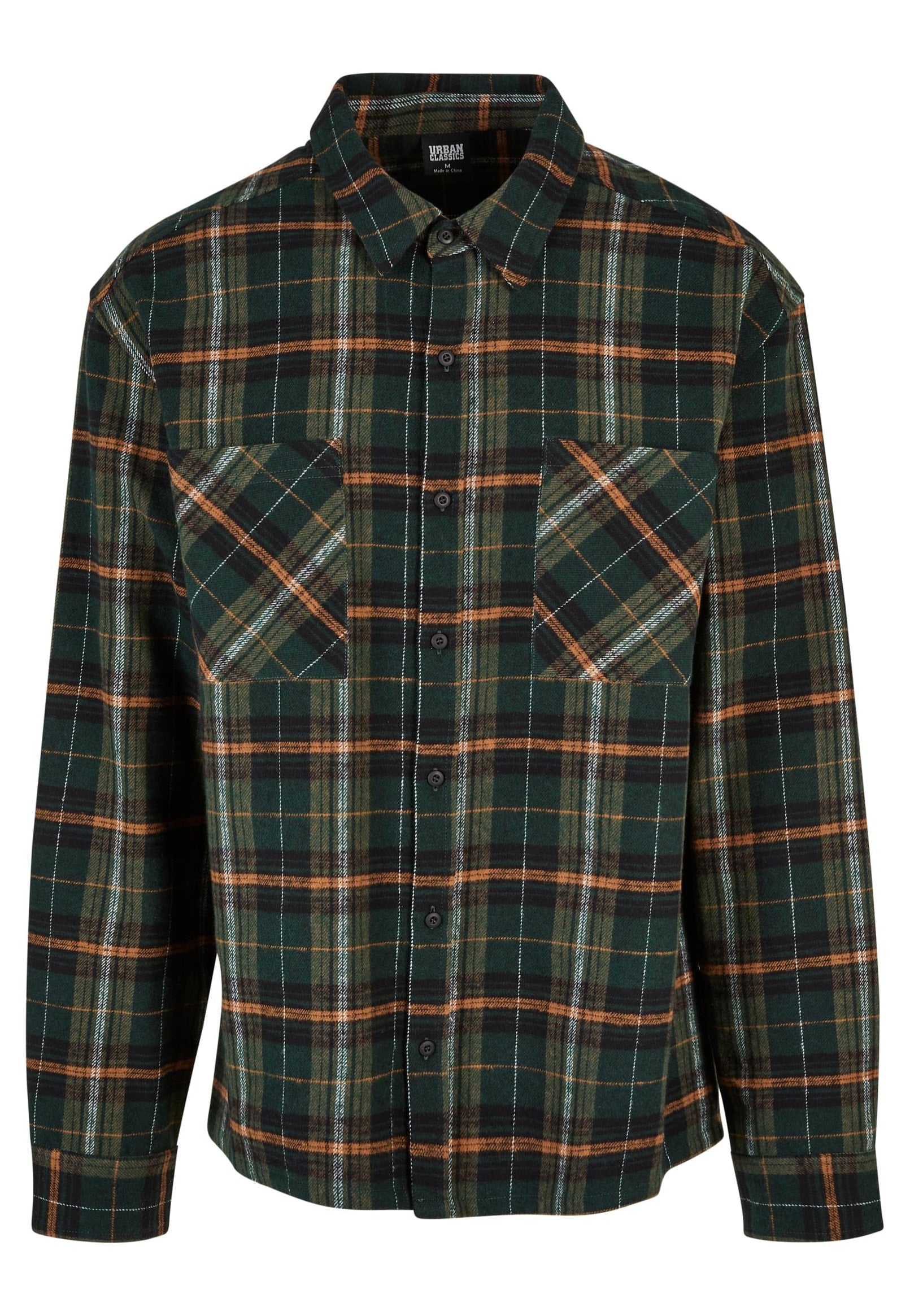 Urban Classics - Boxy Fane Check Bottlegreen/Orange - Shirt | Men-Image