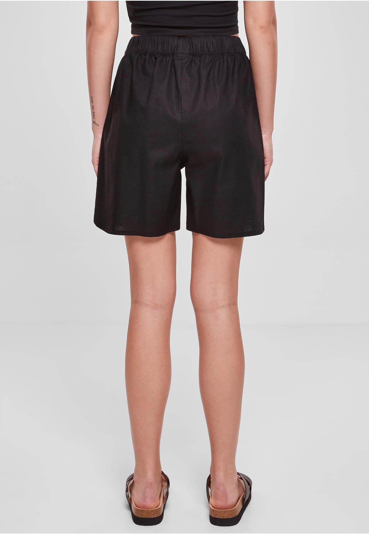 Urban Classics - Ladies Linen Mixed Black - Shorts | Women-Image