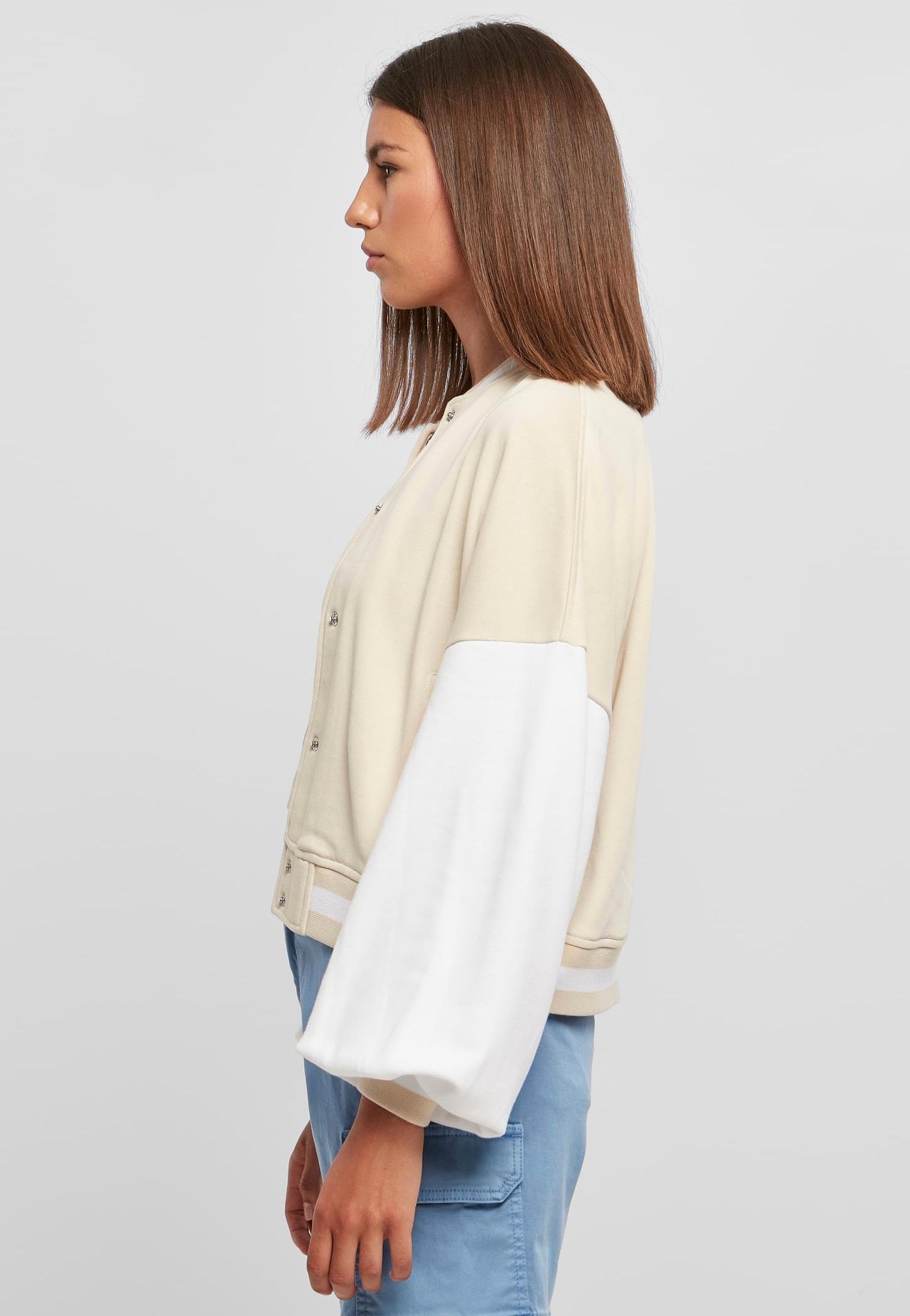 Urban Classics - Ladies Oversized 2 Tone College Terry Softseagrass/White - College Jacket | Women-Image