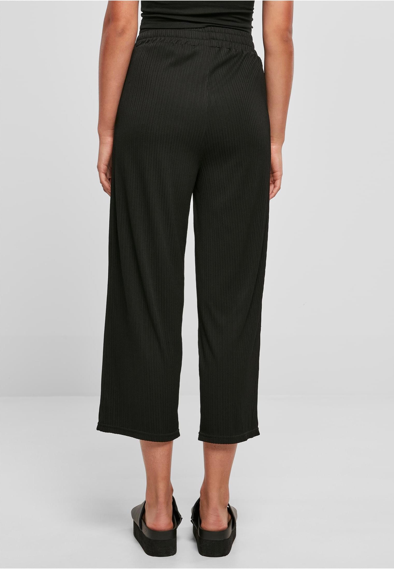 Urban Classics - Ladies Straight Leg Rib Interlock Black - Pants | Women-Image