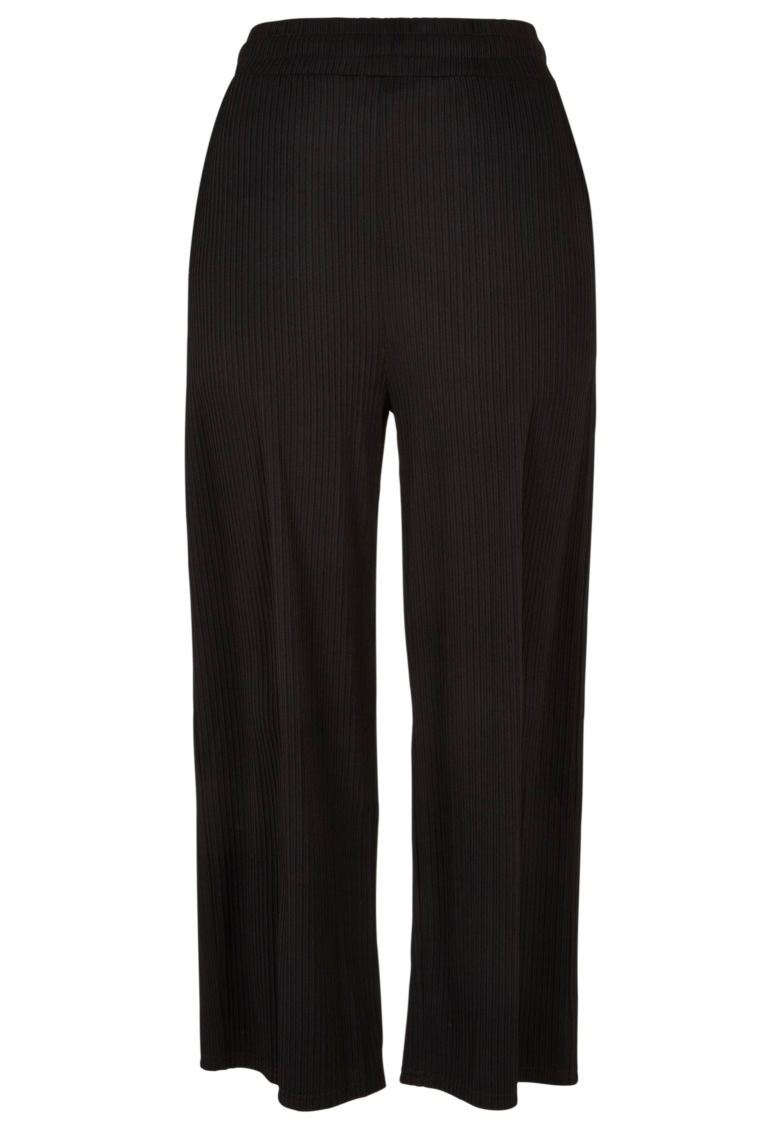 Urban Classics - Ladies Straight Leg Rib Interlock Black - Pants | Women-Image