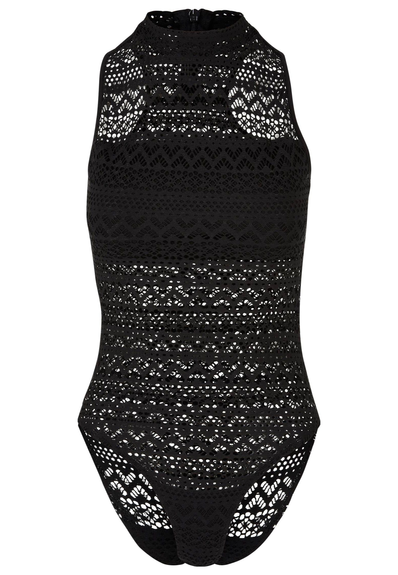 Urban Classics - Ladies Crochet Jersey Turtleneck Black - Body | Women-Image