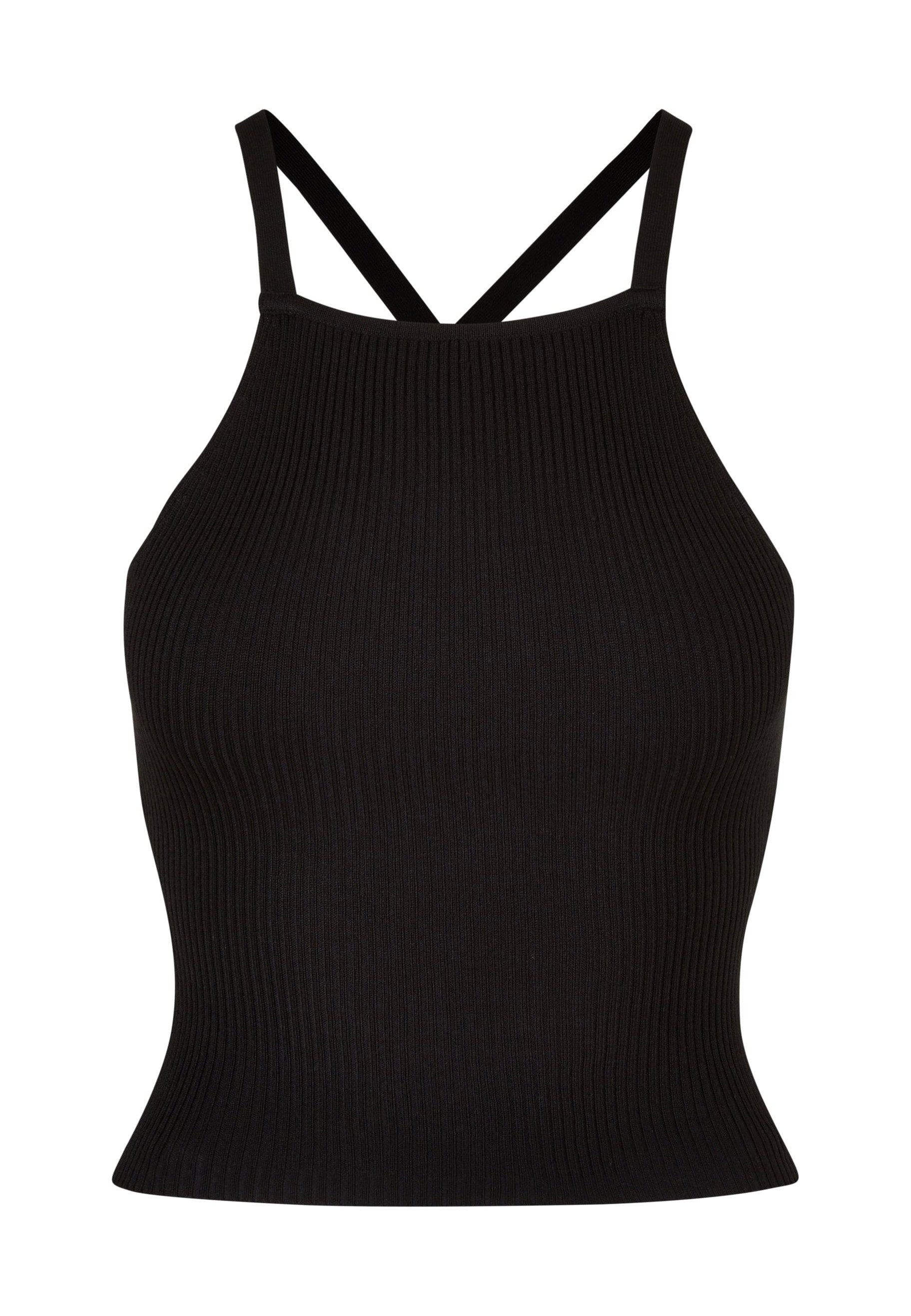 Urban Classics - Ladies Rib Knit Crossed Back Black - Top | Women-Image