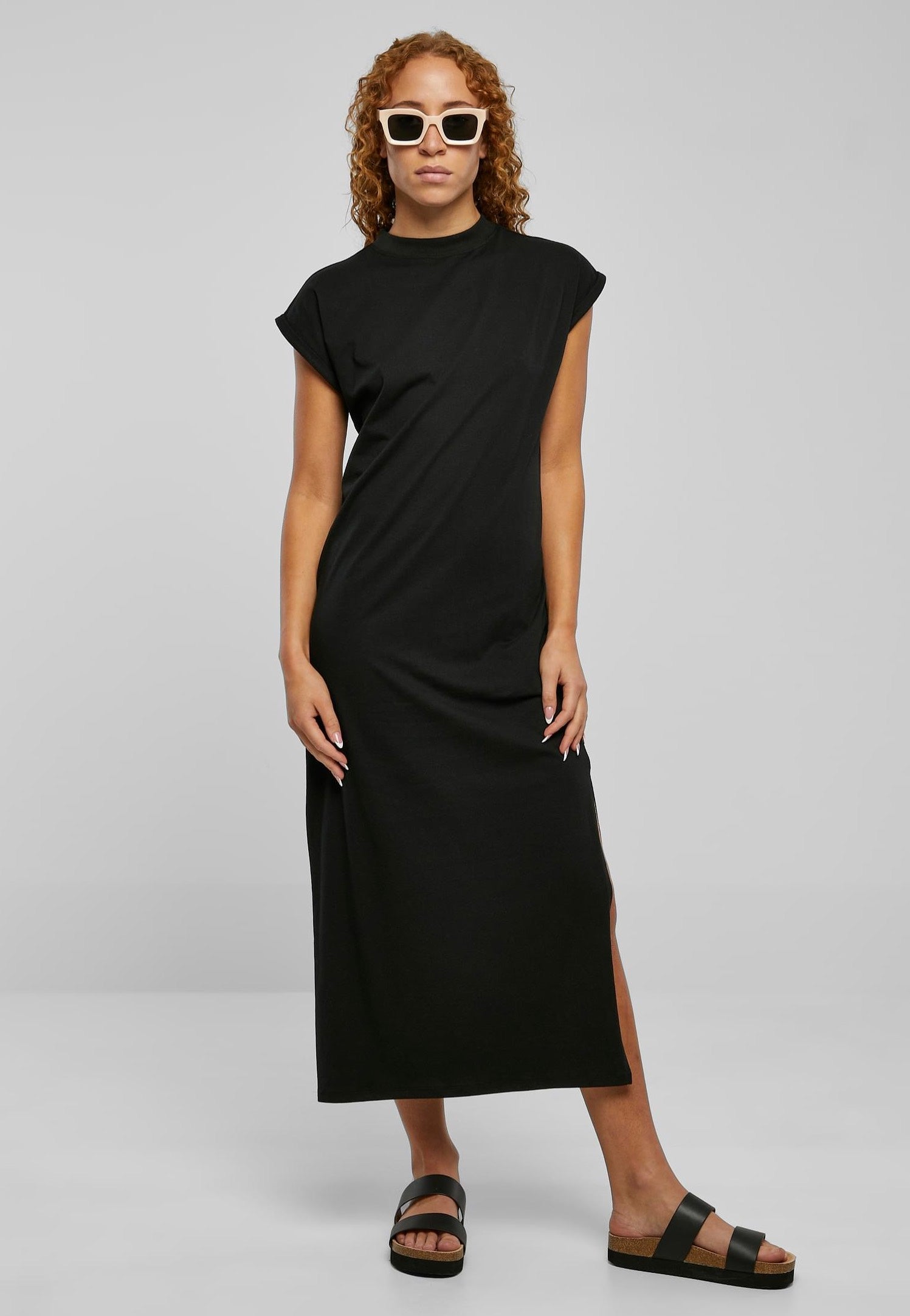 Urban Classics - Ladies Long Extended Shoulder Black - Dress | Women-Image