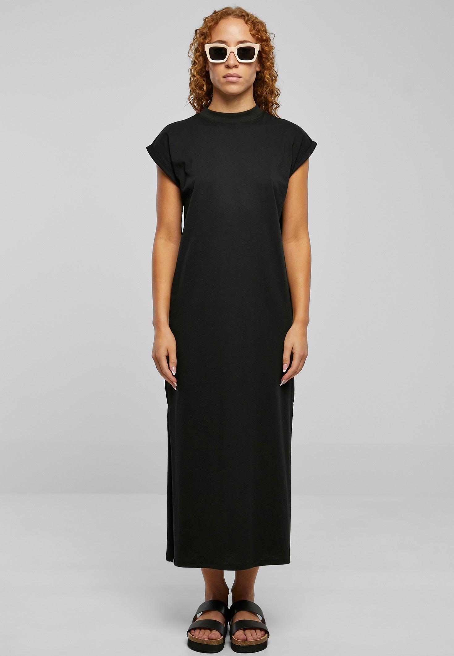 Urban Classics - Ladies Long Extended Shoulder Black - Dress | Women-Image