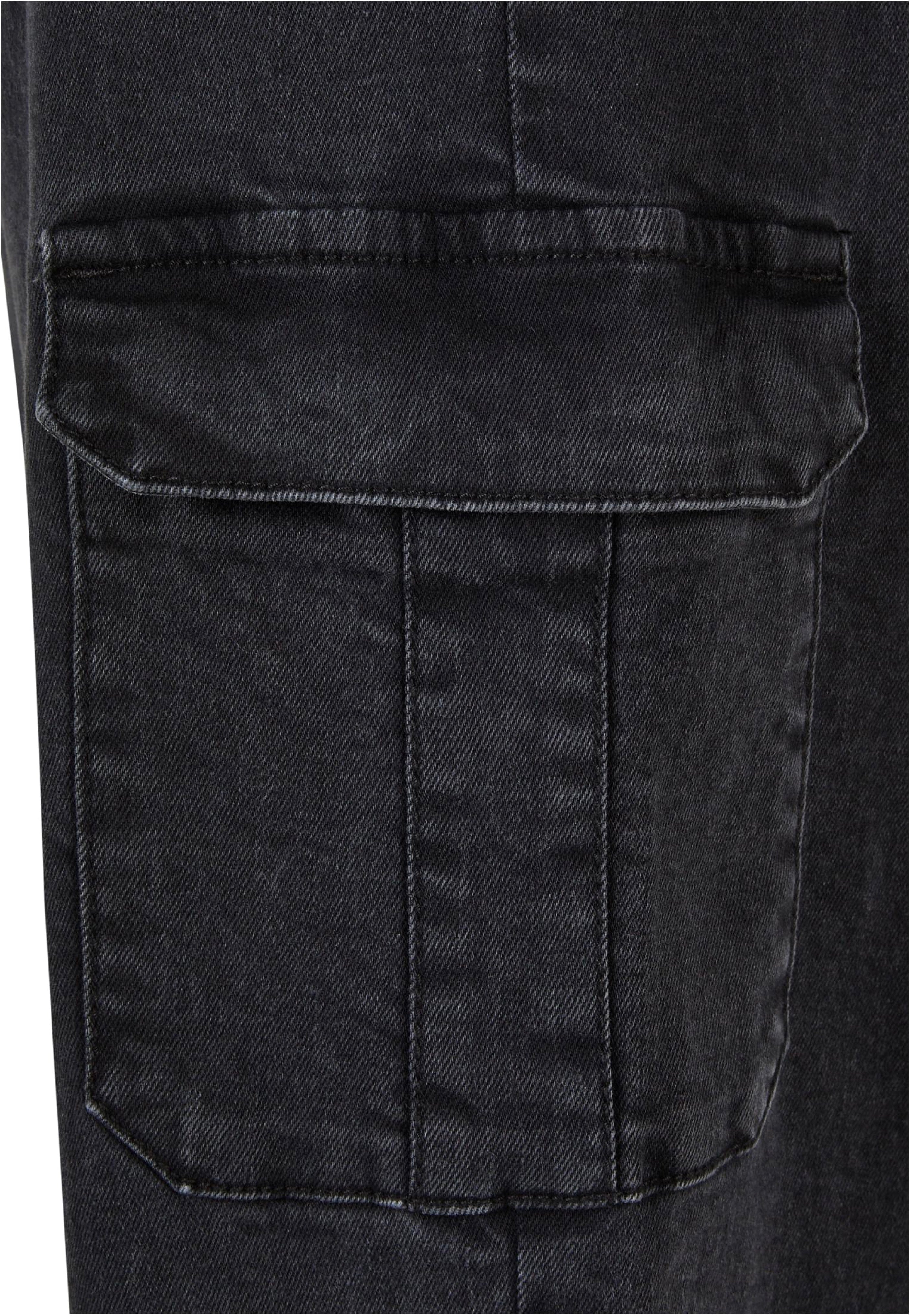 Urban Classics - Ladies High Waist Straight Cargo Black Washed - Jeans | Women-Image