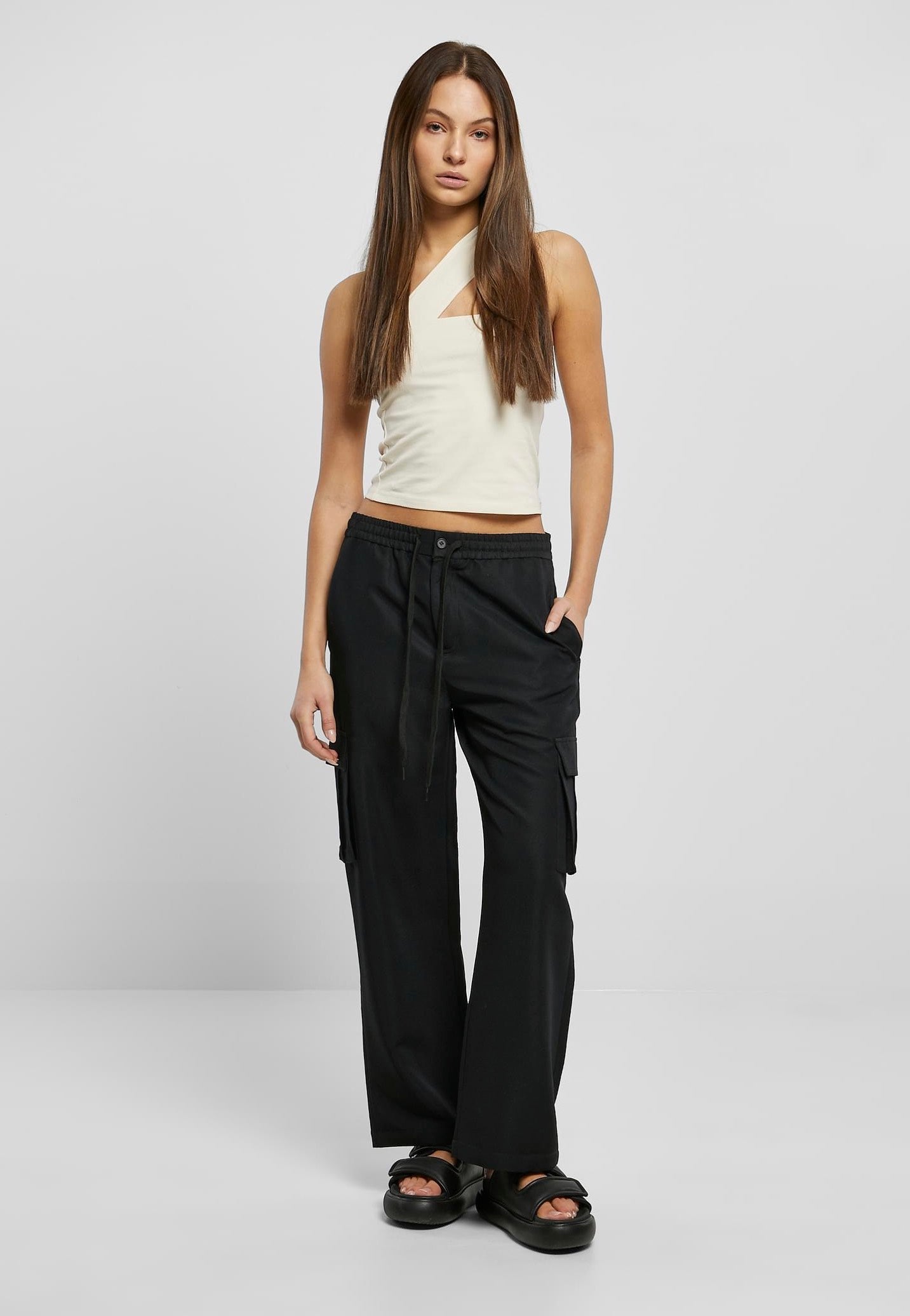 Urban Classics - Ladies Vicose Straight Leg Black - Pants | Women-Image