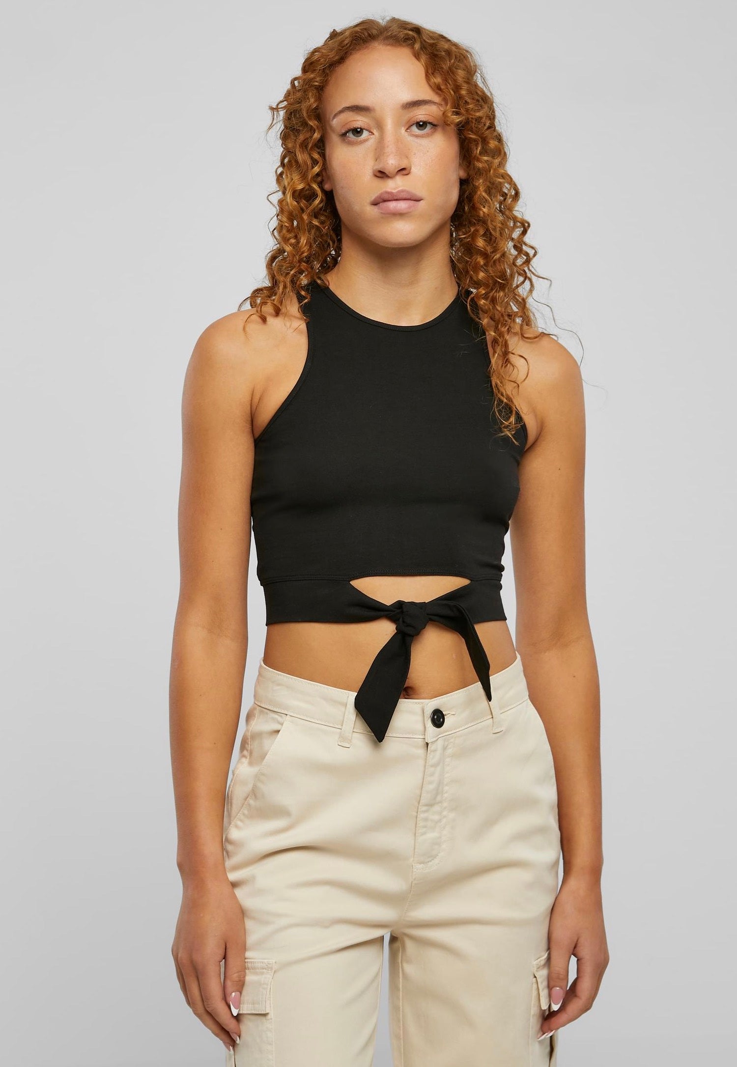 Urban Classics - Ladies Cropped Knot Black - Top | Women-Image