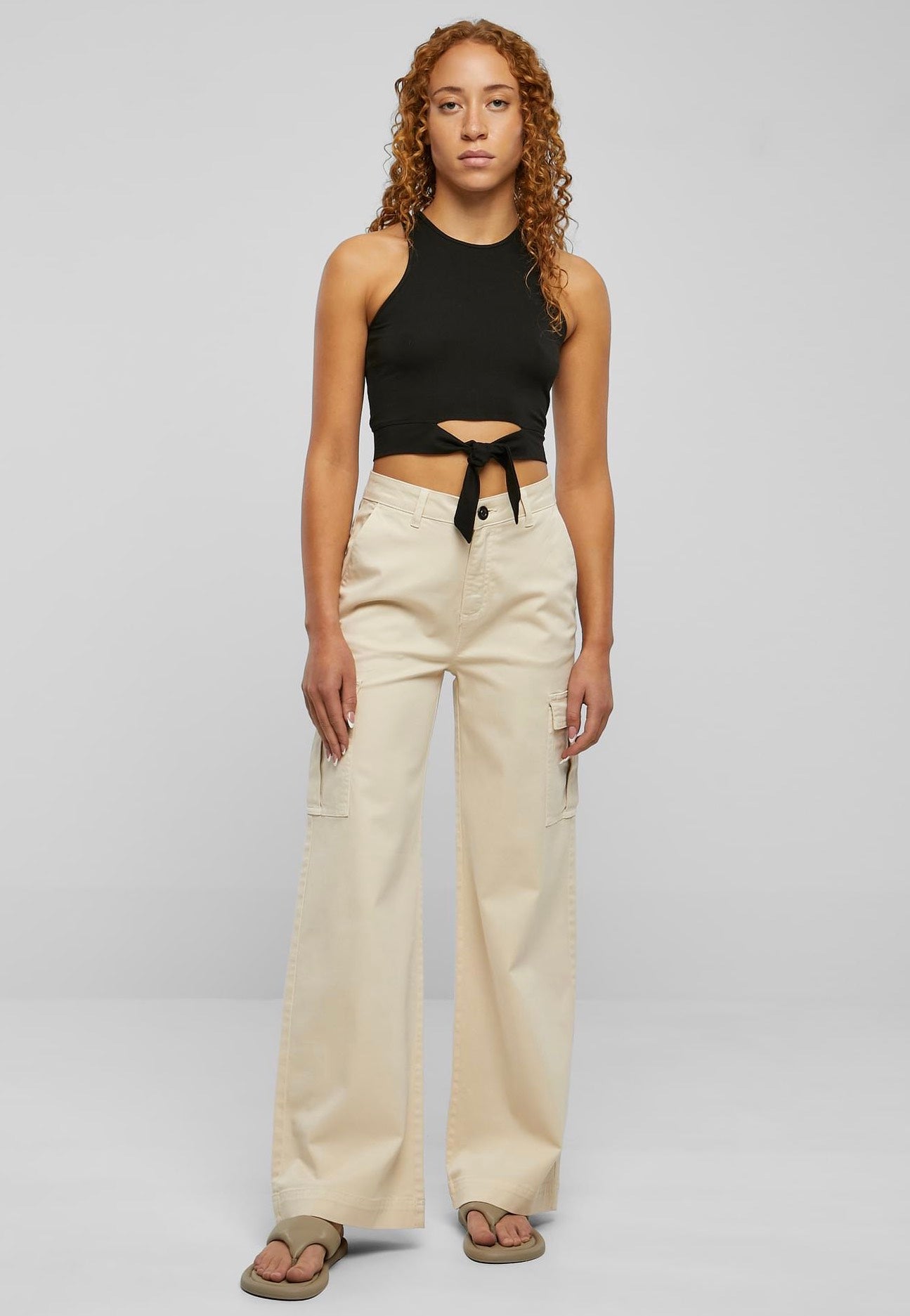 Urban Classics - Ladies Cropped Knot Black - Top | Women-Image