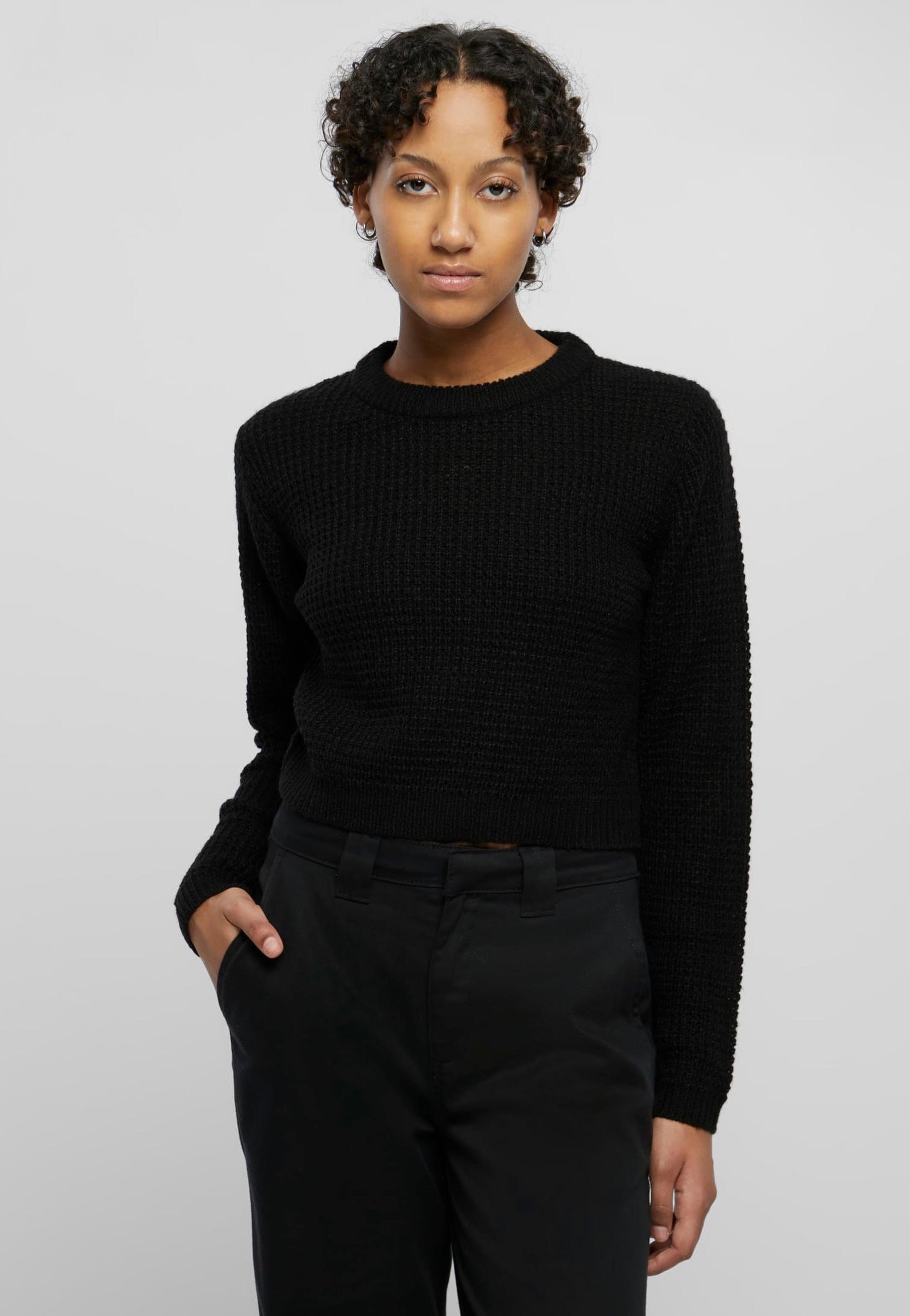 Urban Classics - Short Waffle Black - Pullover | Women-Image