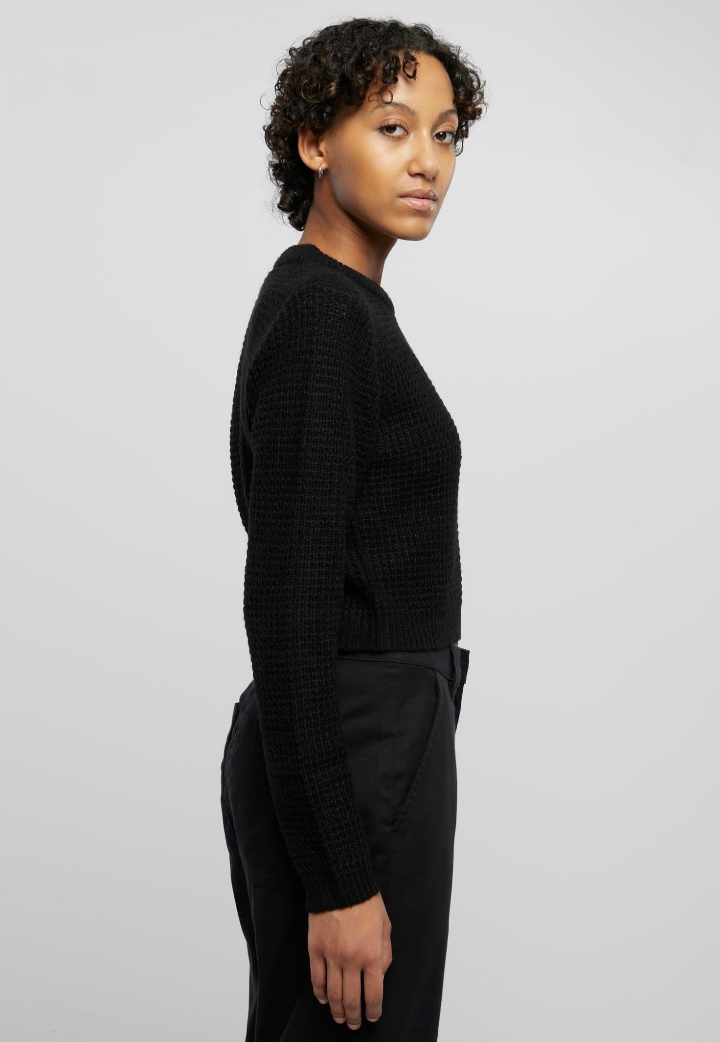 Urban Classics - Short Waffle Black - Pullover | Women-Image