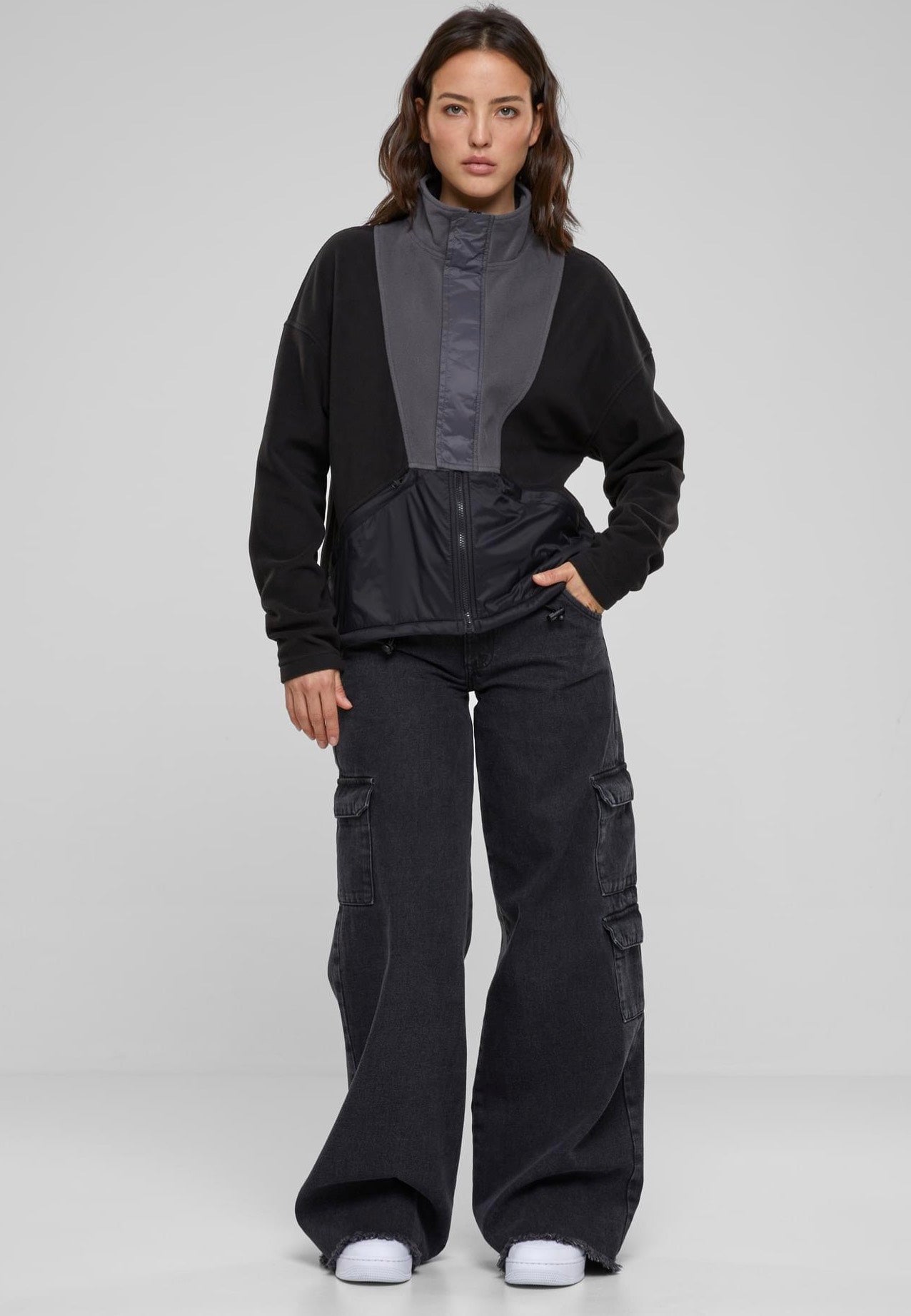 Urban Classics - Ladies Polarfleece Black/Darkshadow - Track Jacket | Women-Image