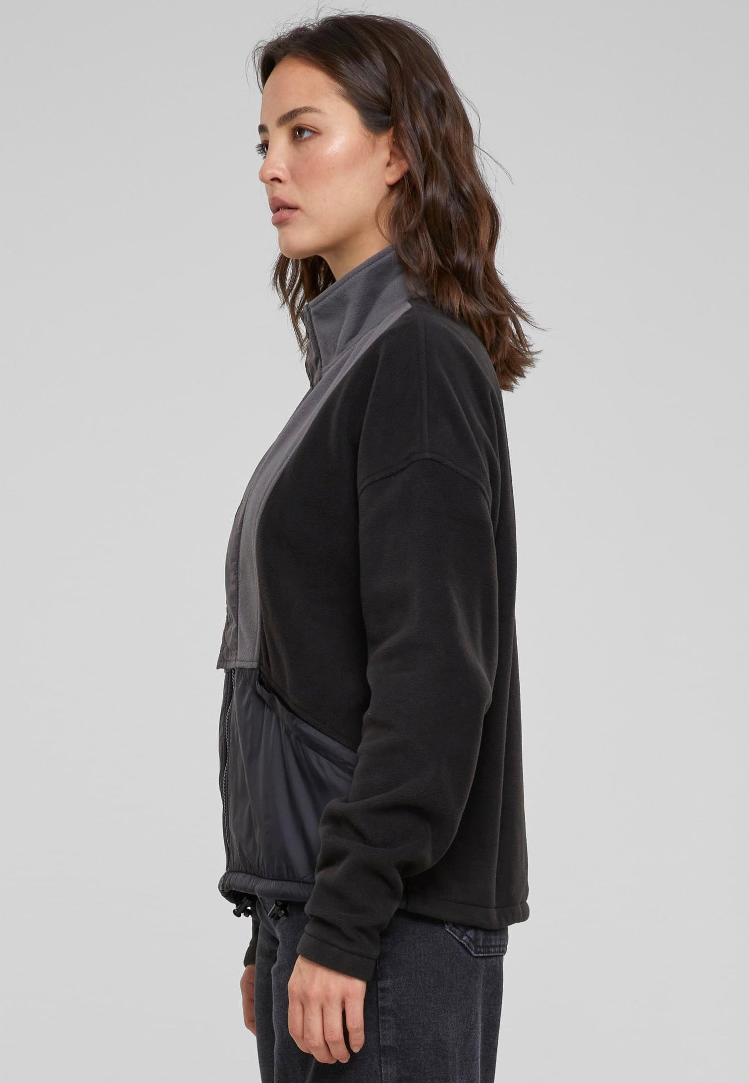 Urban Classics - Ladies Polarfleece Black/Darkshadow - Track Jacket | Women-Image