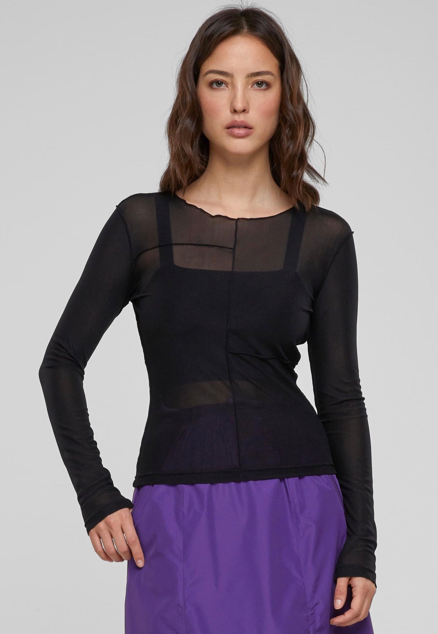 Urban Classics - Ladies Exposed Seam Mesh Black - Longsleeve | Women-Image