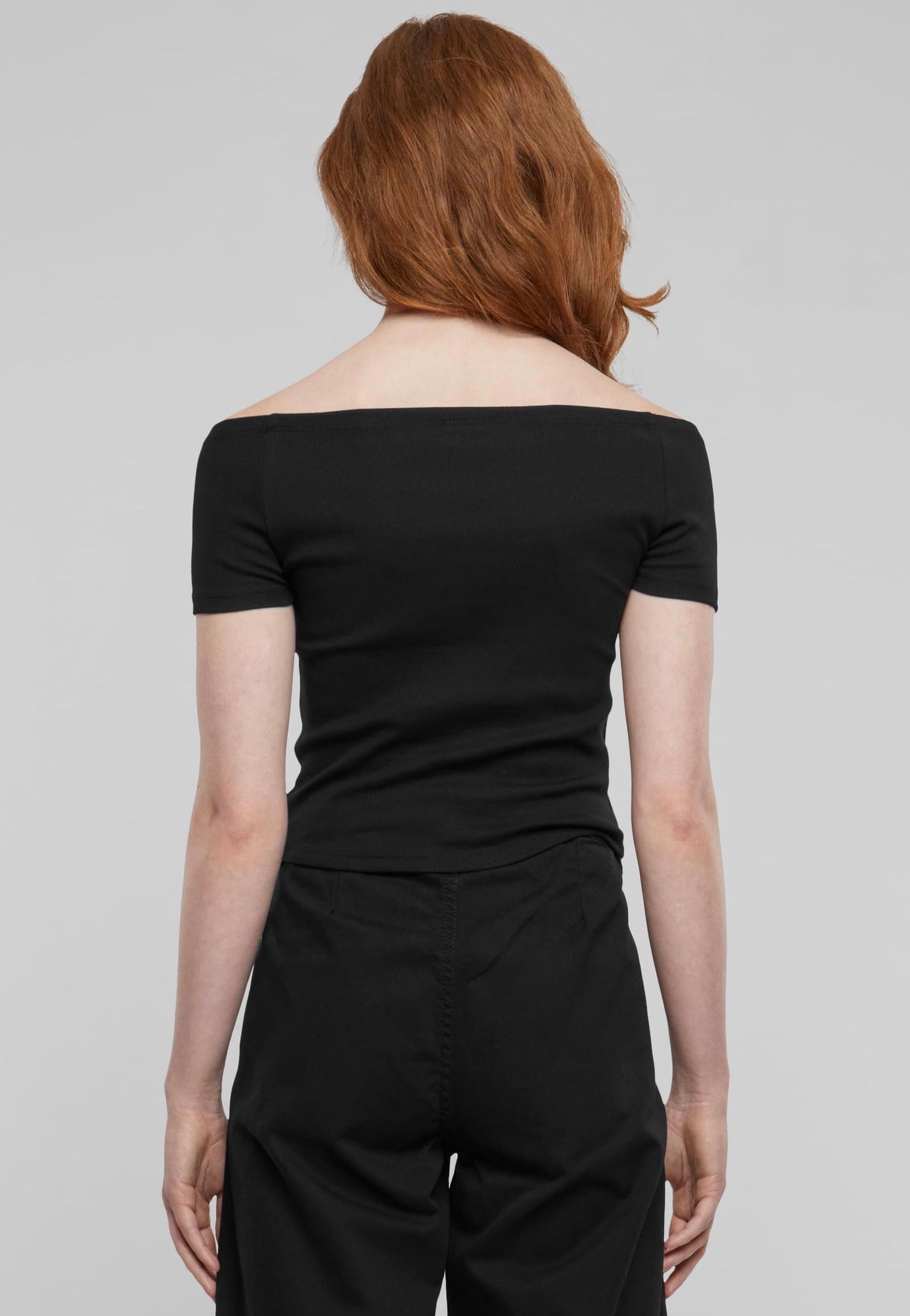 Urban Classics - Ladies Organic Off Shoulder Rib Black - T-Shirt | Women-Image