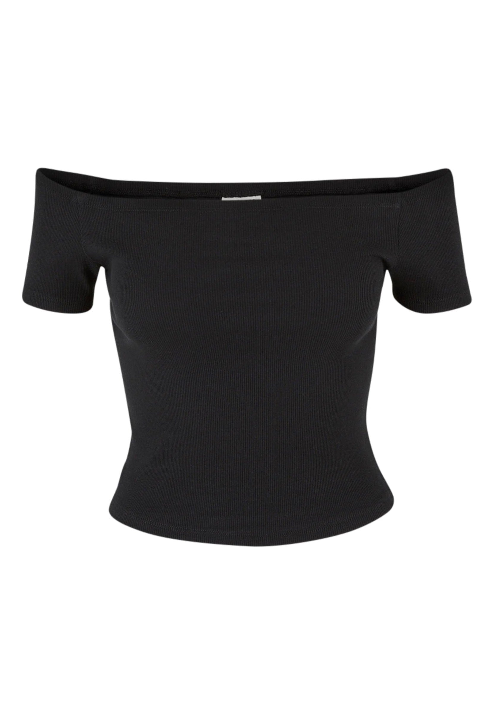 Urban Classics - Ladies Organic Off Shoulder Rib Black - T-Shirt | Women-Image