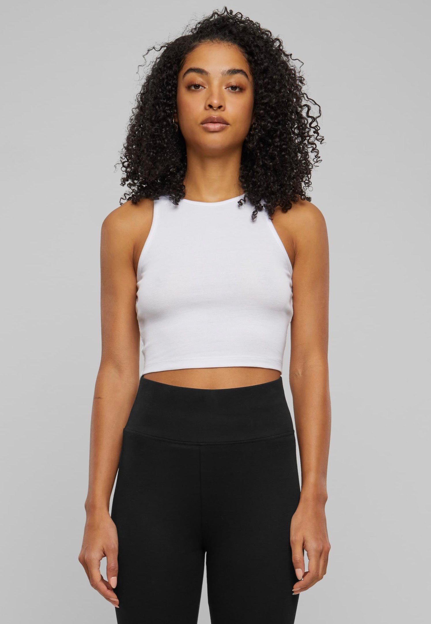 Urban Classics - Ladies Organic Cropped Rib White - Top | Women-Image