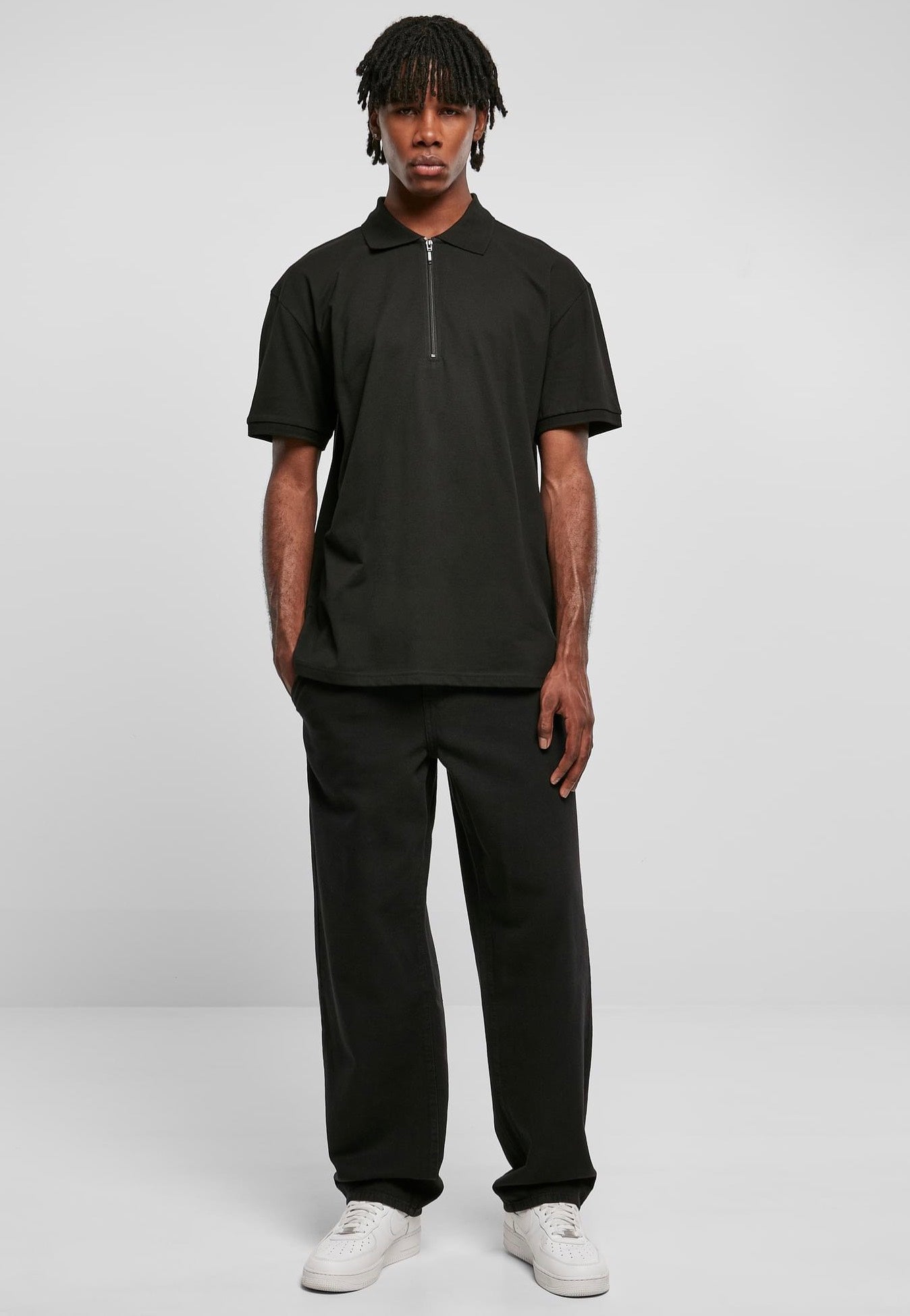 Urban Classics - Oversized Zip Black - Polo | Men-Image