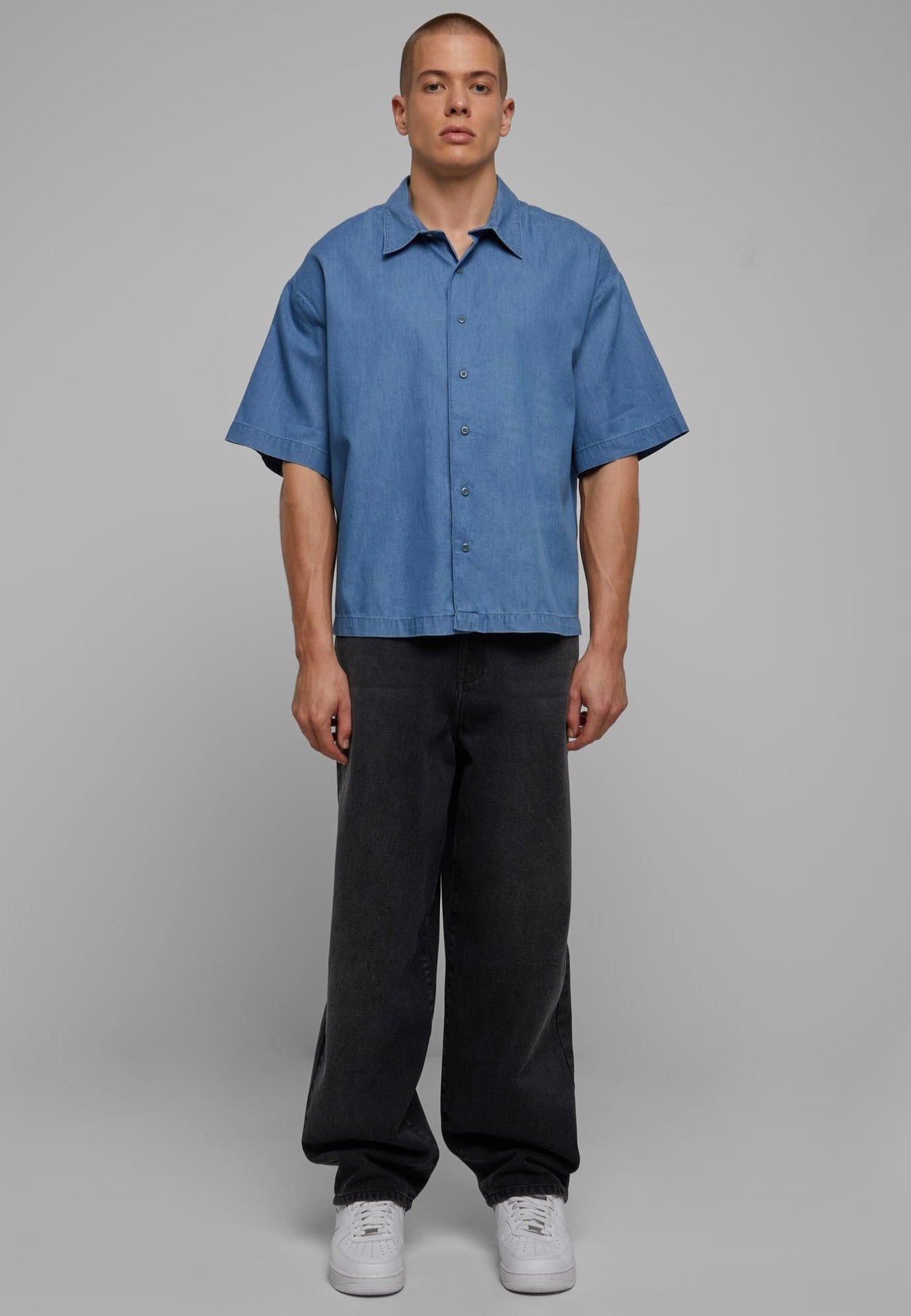 Urban Classics - Lightweight Denim Skyblue Washed - Shirt | Men-Image