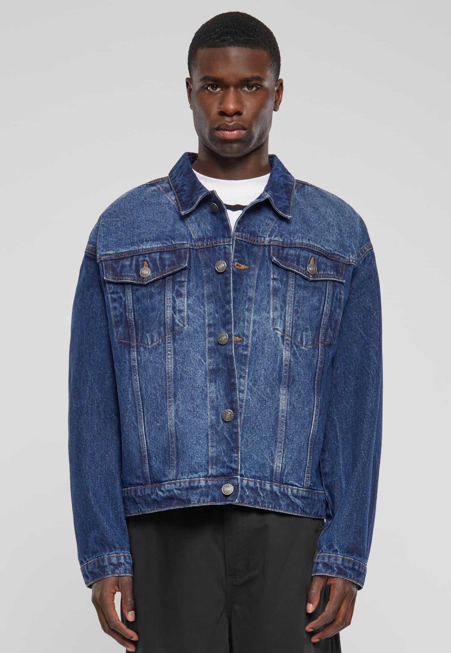 Urban Classics - Heavy Ounce Boxy Denim New Mid Blue Washed - Jeans Jacket | Men-Image