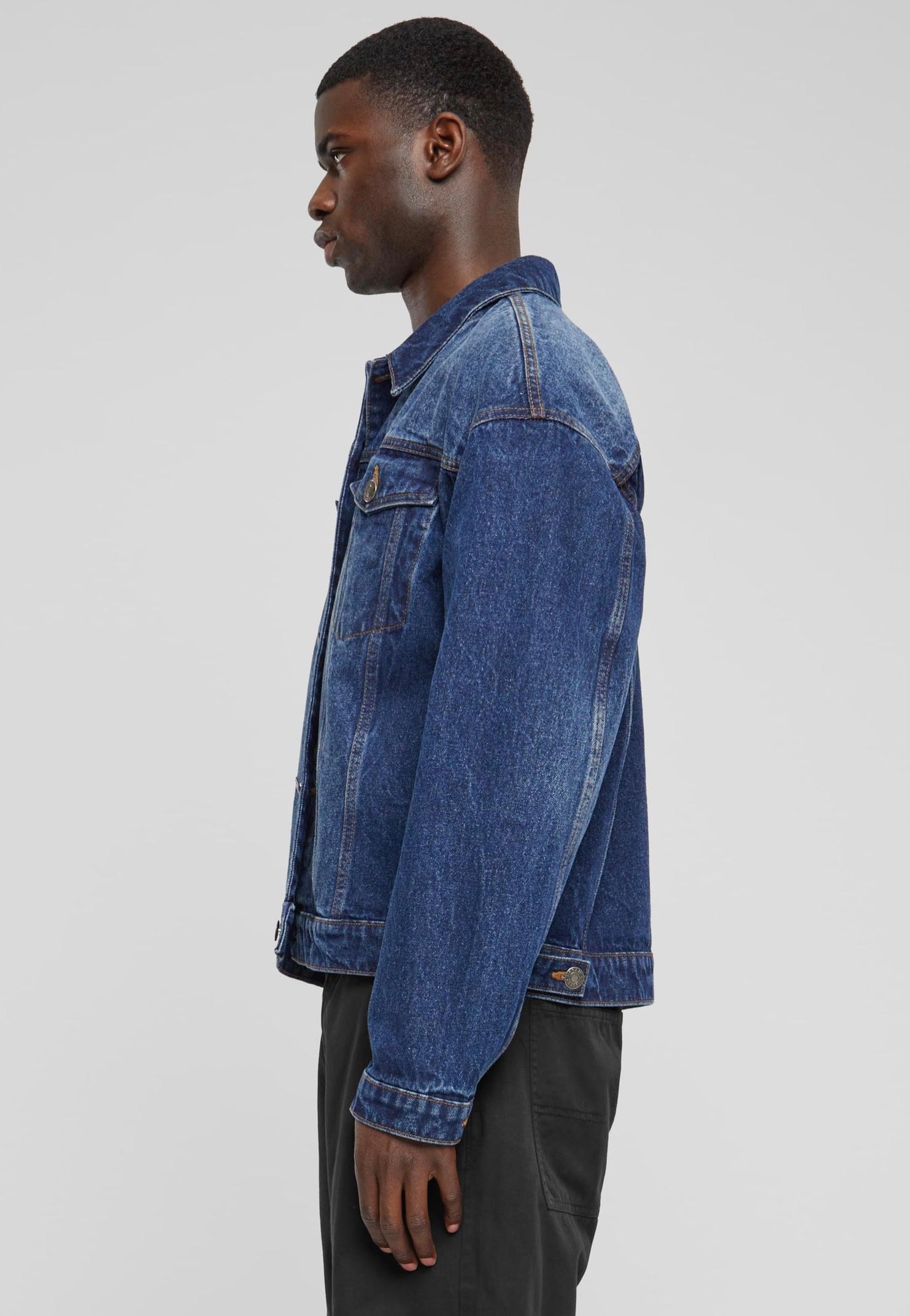 Urban Classics - Heavy Ounce Boxy Denim New Mid Blue Washed - Jeans Jacket | Men-Image