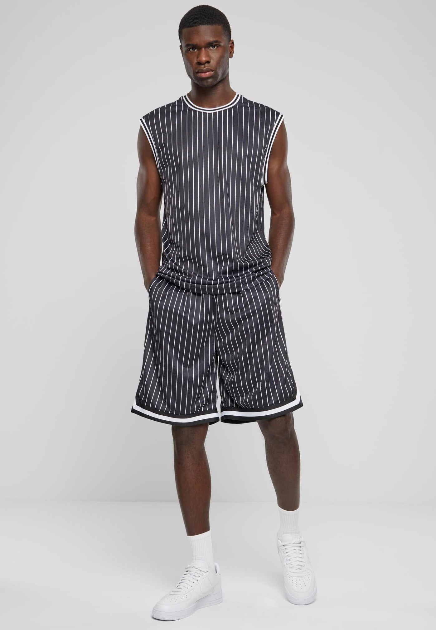 Urban Classics - Striped Mesh Black/White - Tank | Men-Image