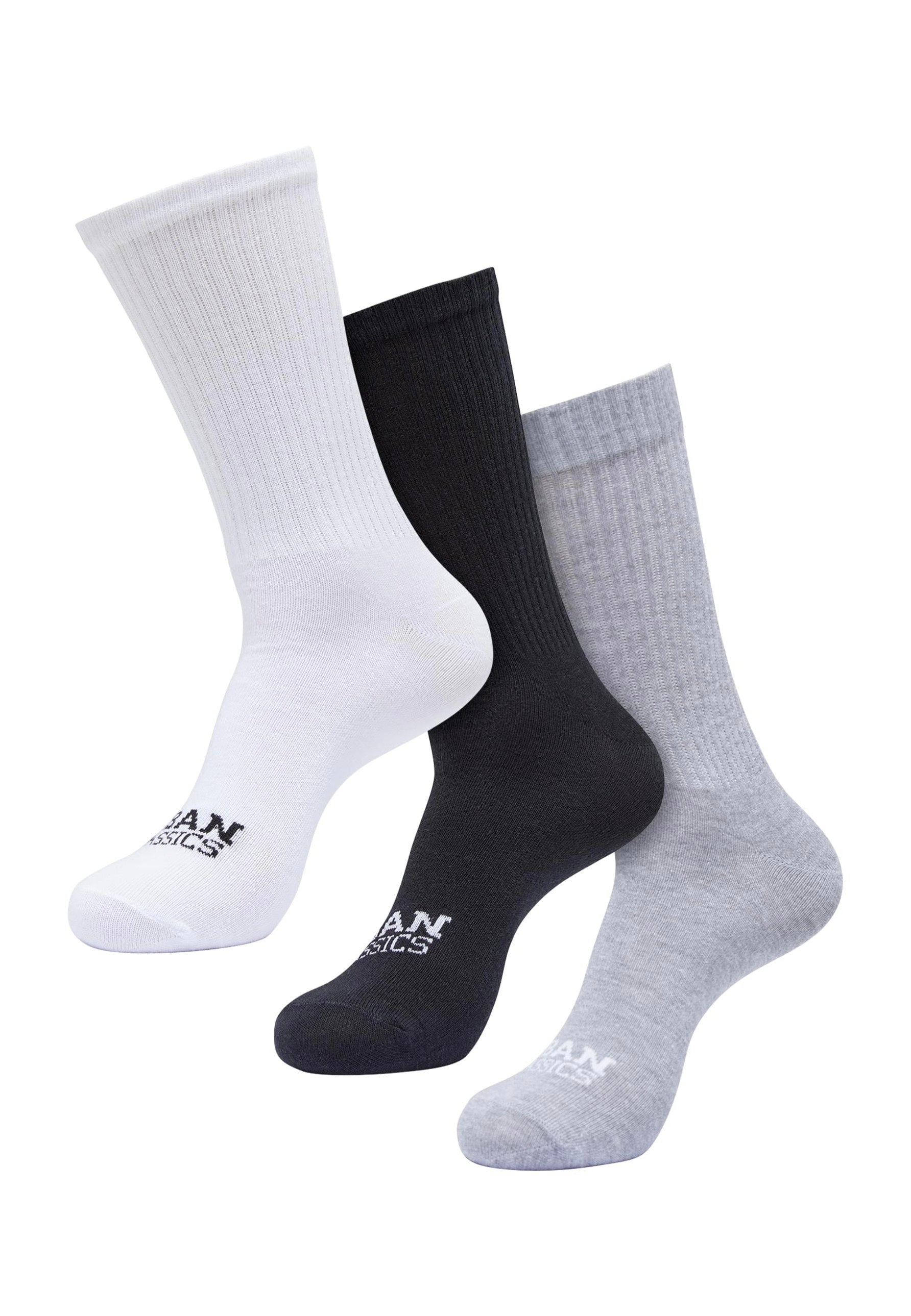 Urban Classics - Simple Flat Knit Pack Of 3 White/Black/Heathergrey - Socks | Neutral-Image