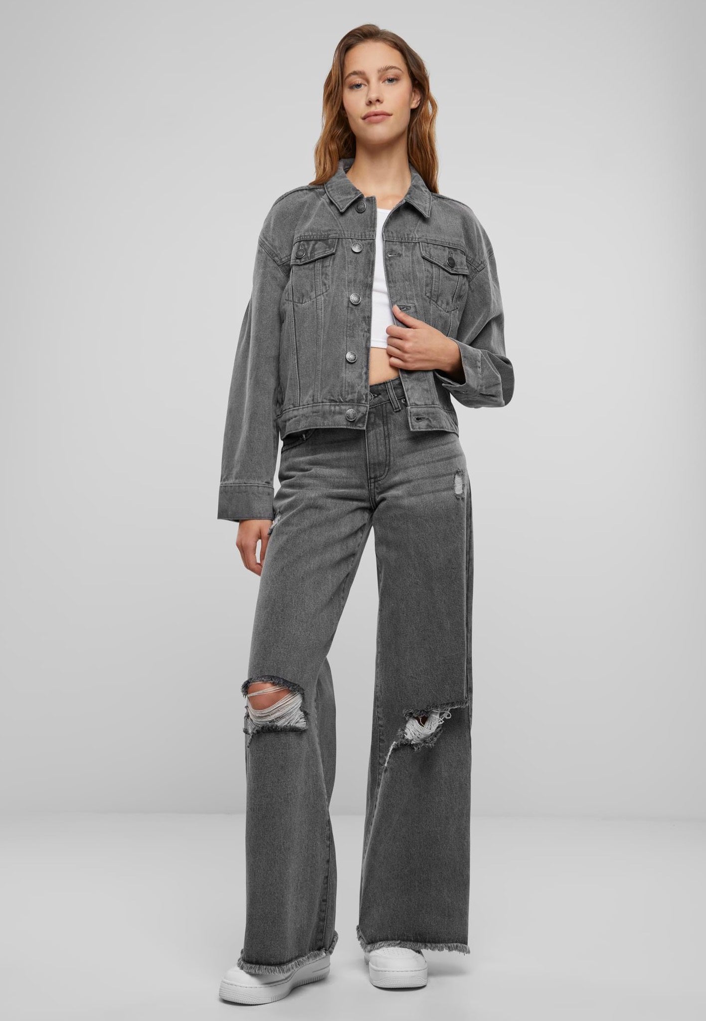 Urban Classics - Ladies 80‘s Oversized Denim New Grey Washed - Jeans Jacket | Women-Image