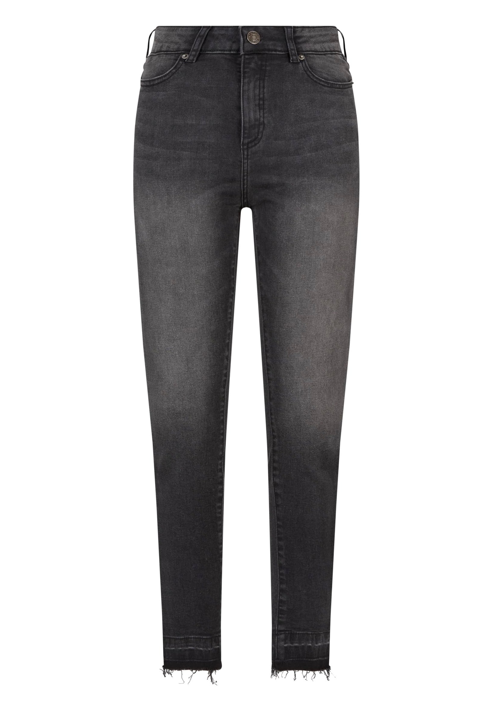 Urban Classics - Ladies Skinny High Waist Open Hem Black Washed - Jeans | Women-Image