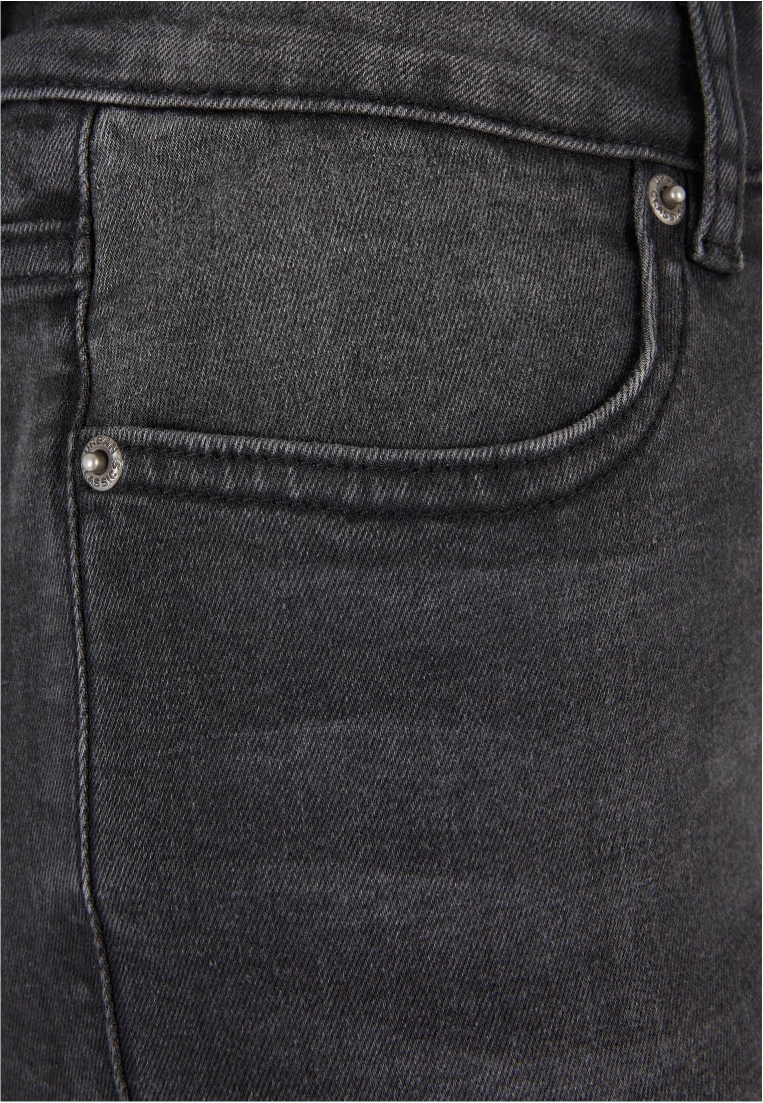 Urban Classics - Ladies Skinny High Waist Open Hem Black Washed - Jeans | Women-Image