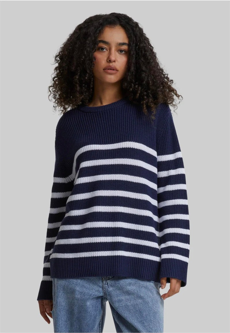 Urban Classics - Ladies Rib Striped Navy/White - Pullover | Women-Image