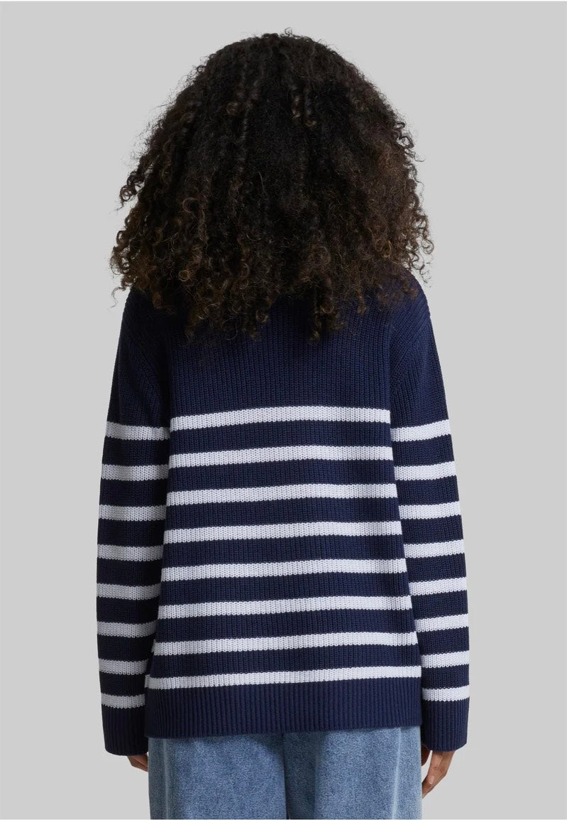 Urban Classics - Ladies Rib Striped Navy/White - Pullover | Women-Image