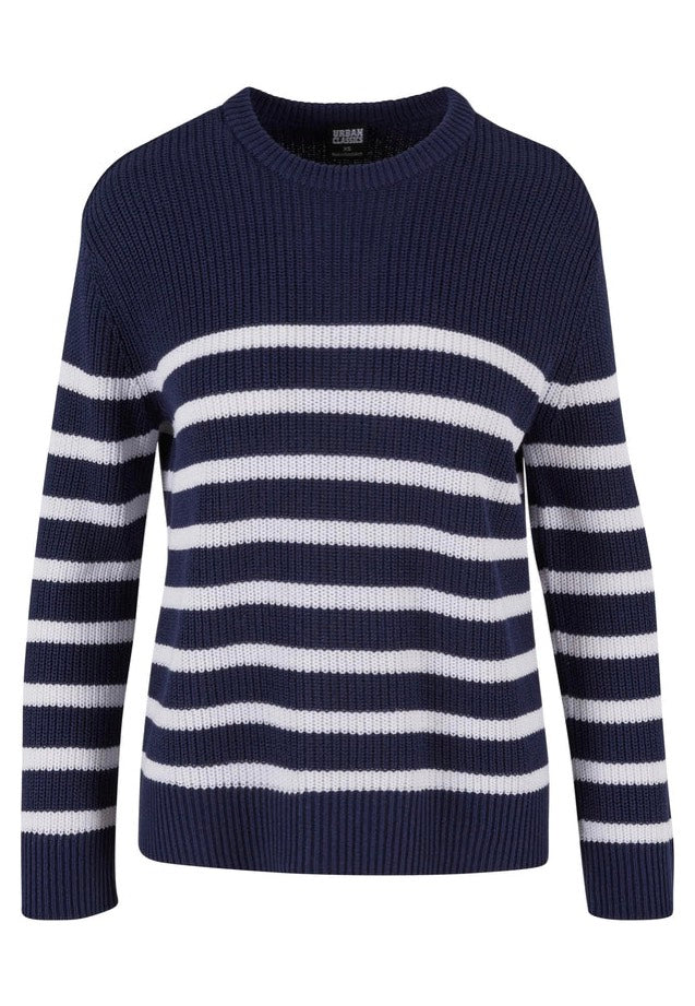 Urban Classics - Ladies Rib Striped Navy/White - Pullover | Women-Image