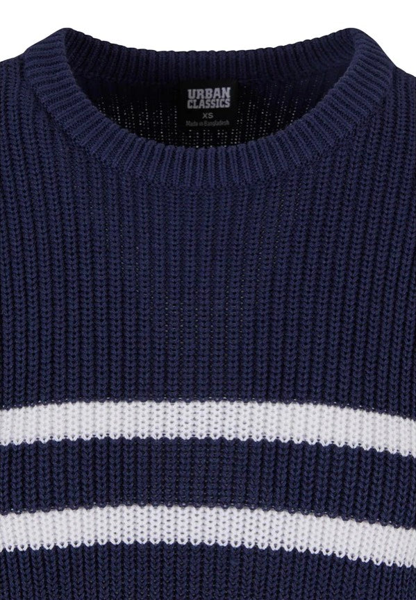 Urban Classics - Ladies Rib Striped Navy/White - Pullover | Women-Image