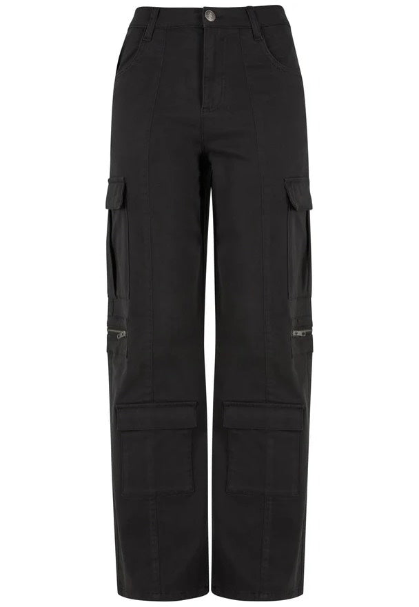 Urban Classics - Ladies Loose Utility Stretch Twill Black - Pants | Women-Image