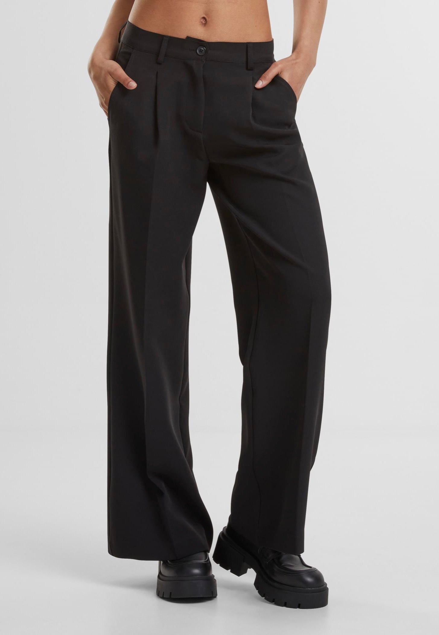 Urban Classics - Ladies Wide Leg Black - Pants | Women-Image