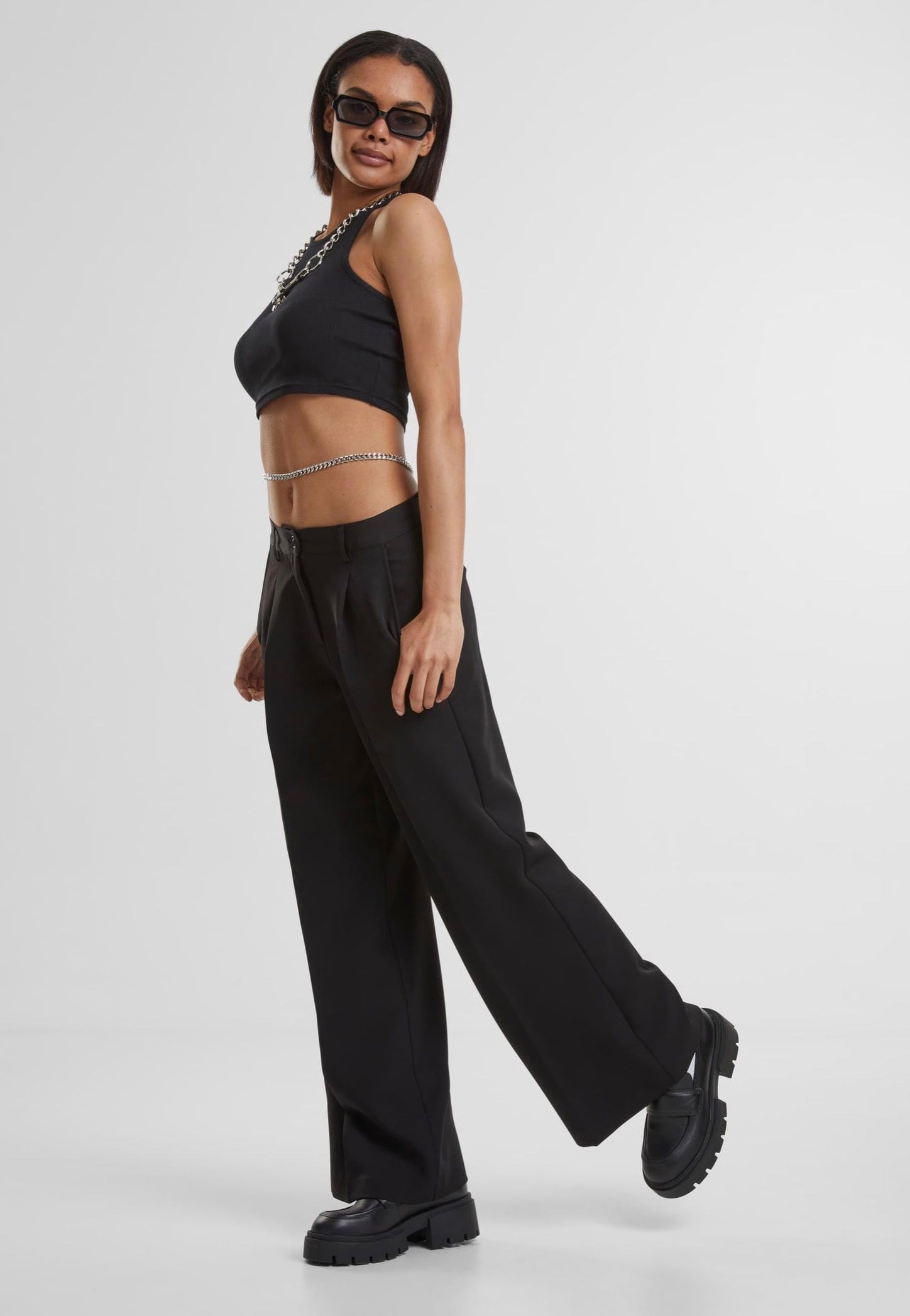 Urban Classics - Ladies Wide Leg Black - Pants | Women-Image