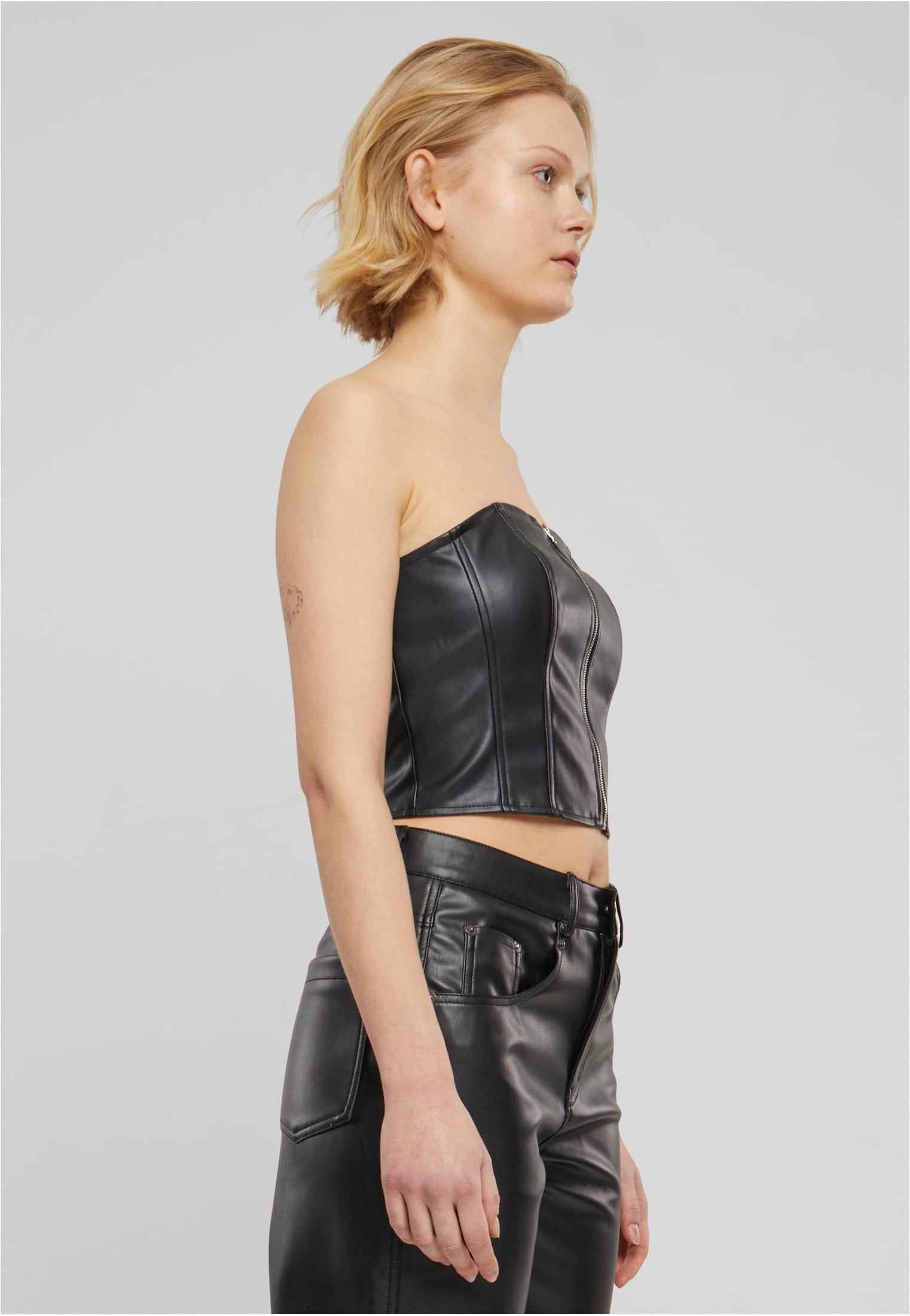 Urban Classics - Ladies Synthetic Leather Bandeau Black - Top | Women-Image