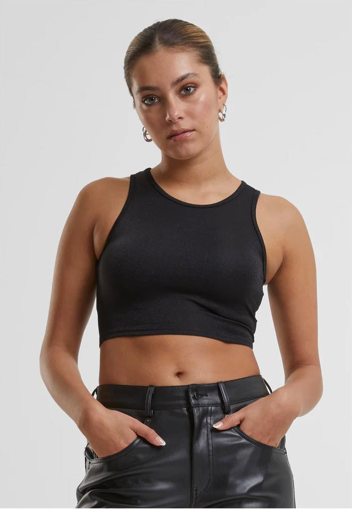 Urban Classics - Ladies Glitter Cropped Black - Top | Women-Image