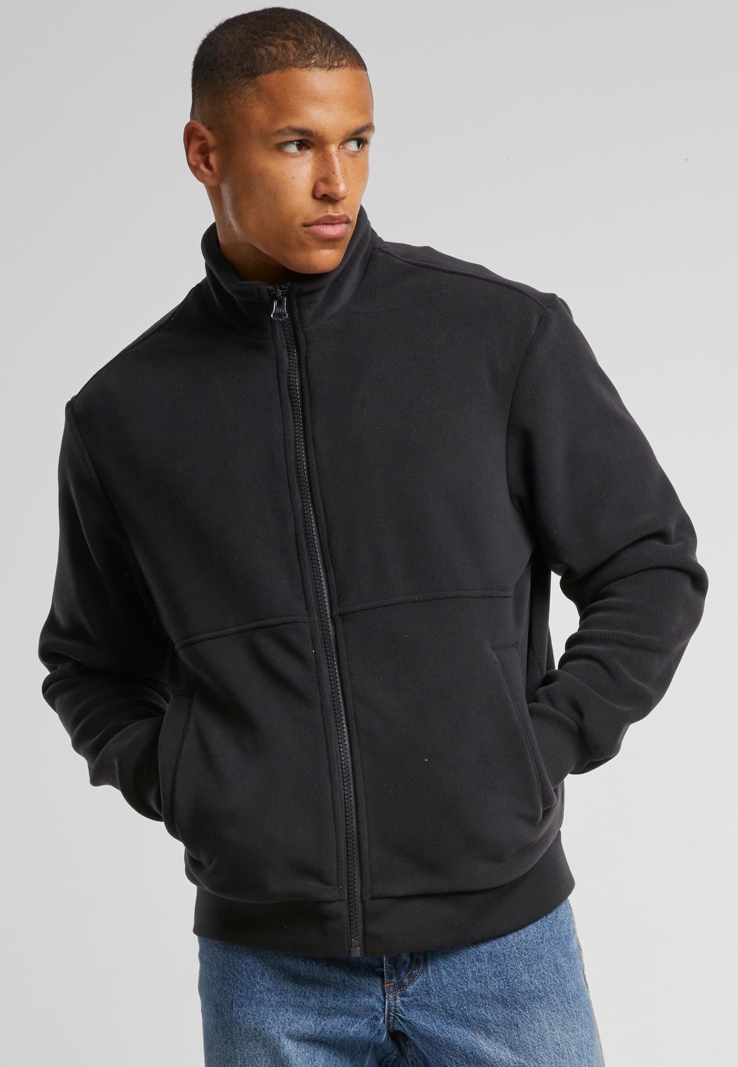 Urban Classics - Colour Block Polar Fleece Black/Black - Jacket | Men-Image