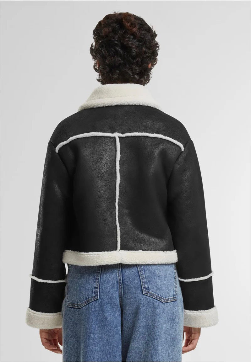 Urban Classics - Ladies Shearling Black/Whitesand - Jacket | Women-Image