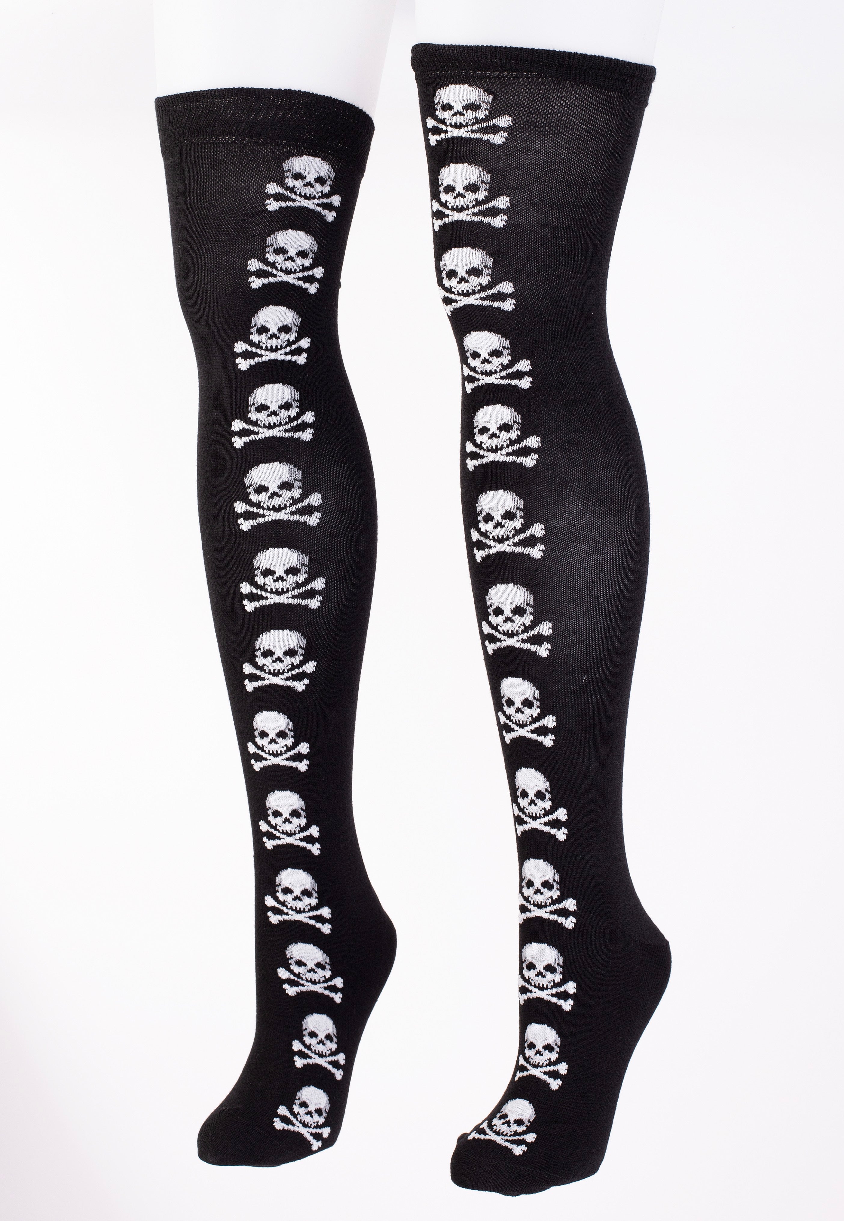 Pamela Mann - Over Knee Socks Skull and Crossbones Black/White - Socks | Women-Image