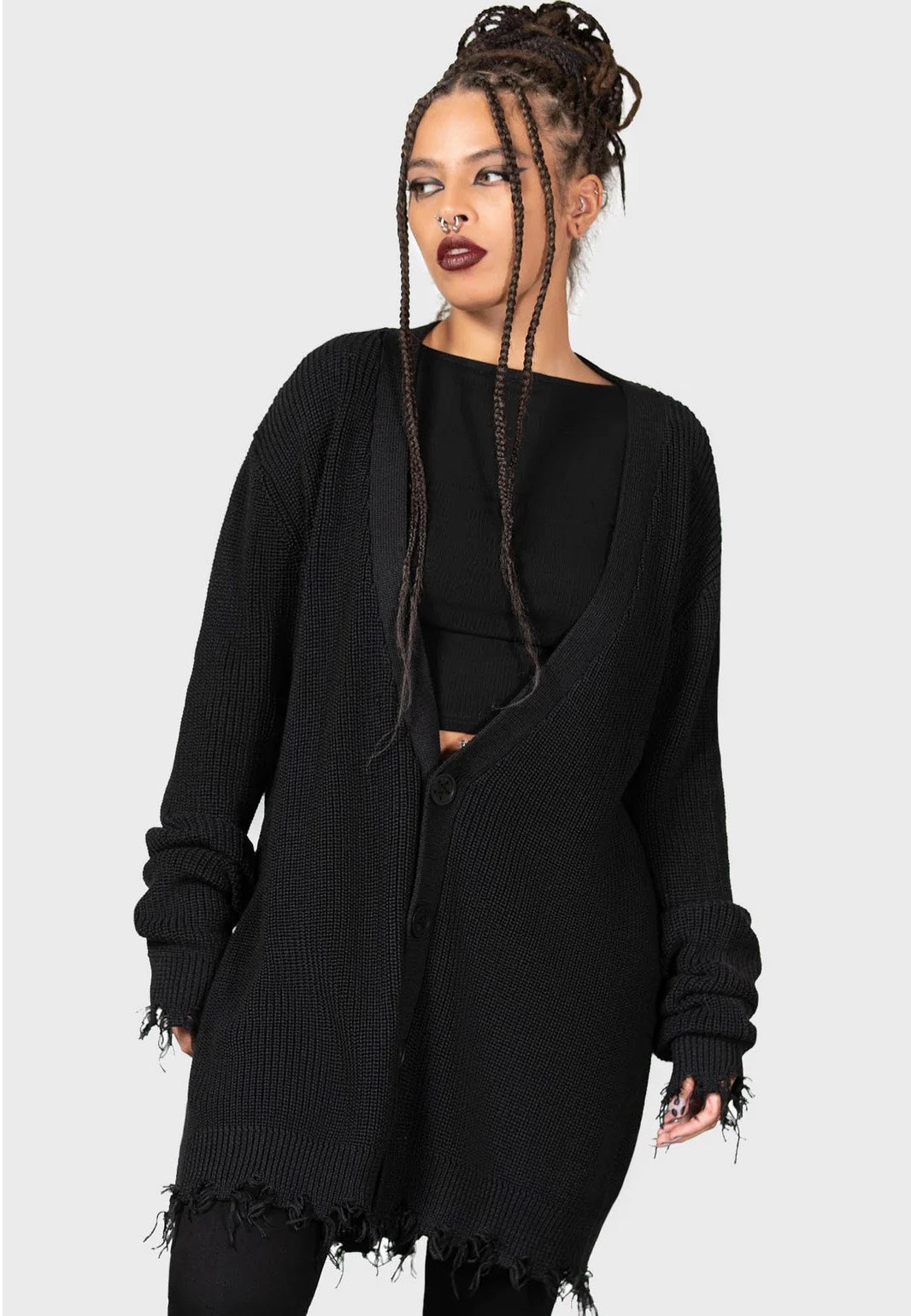 Killstar - Antisocial Oversized Black - Cardigan | Women-Image