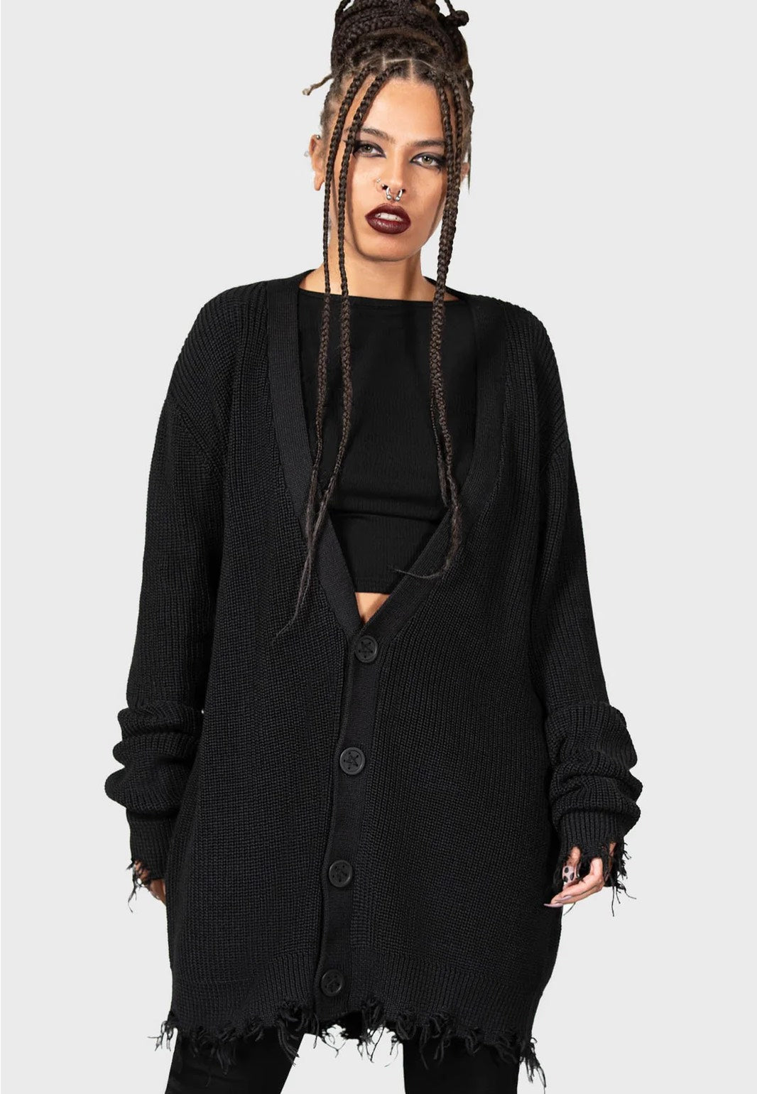 Killstar - Antisocial Oversized Black - Cardigan | Women-Image