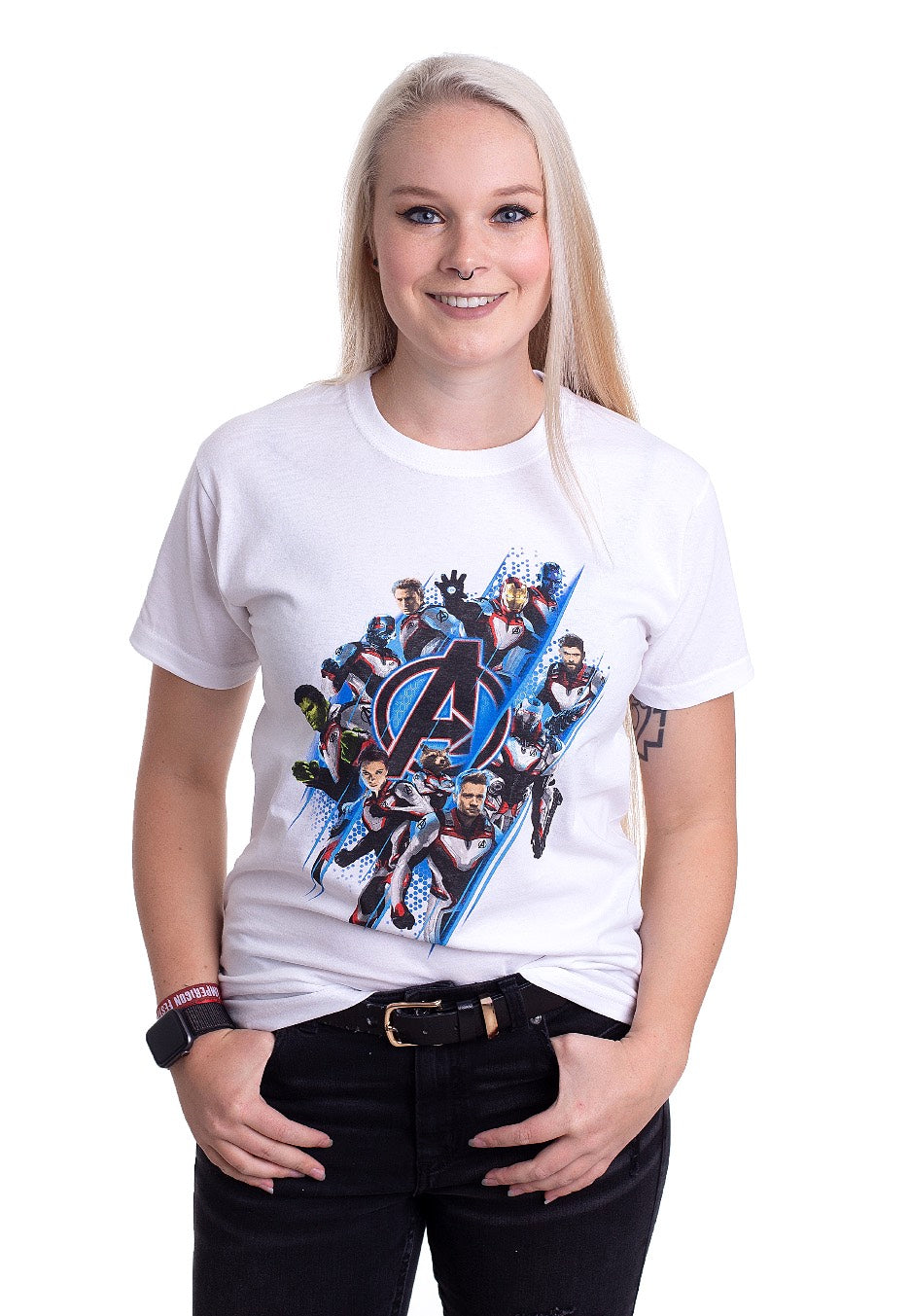 The Avengers - Diagonal Logo & Characters White - T-Shirt | Women-Image